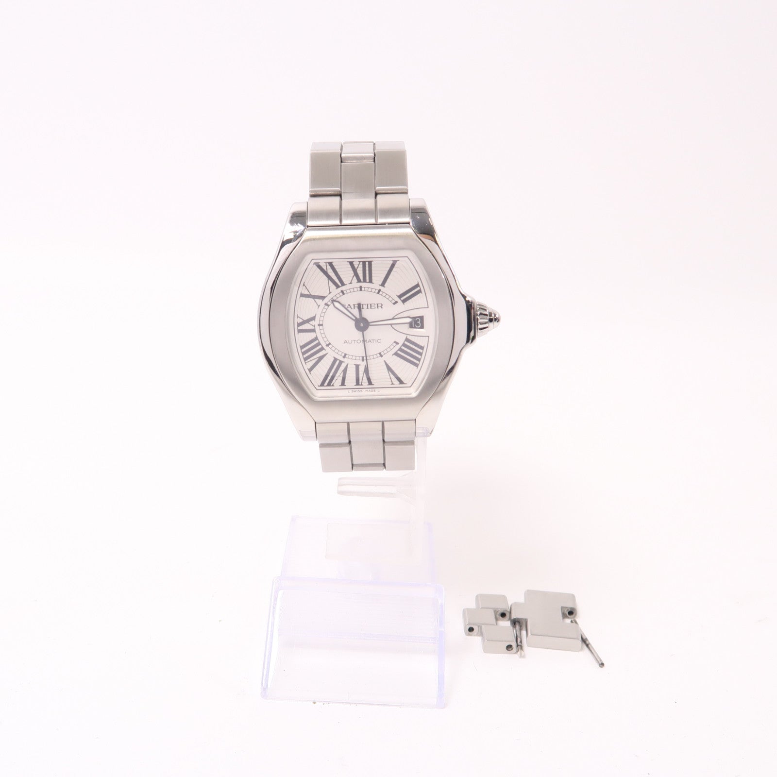 CARTIER Roadster不鏽鋼手錶自動機芯銀色