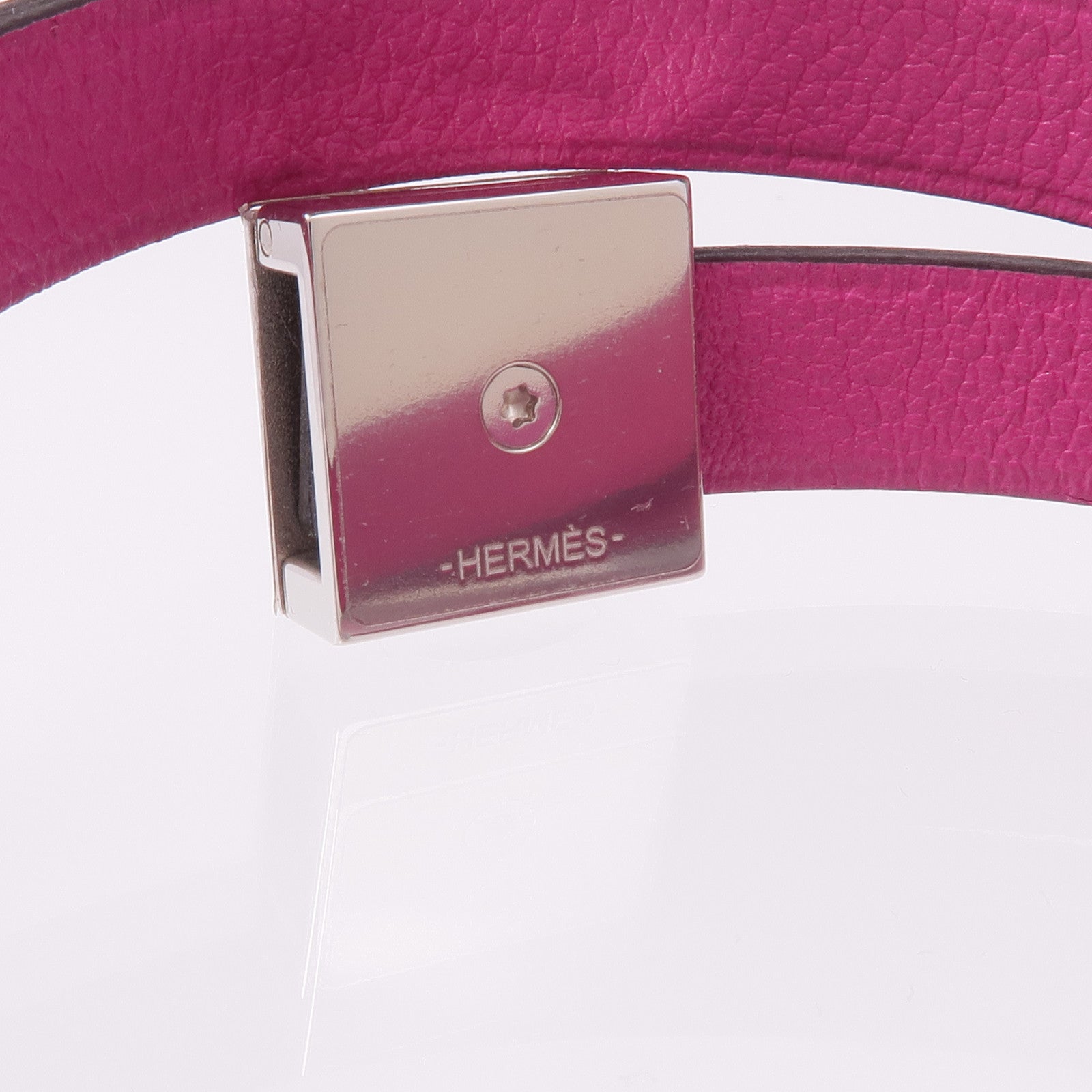 HERMES Swift皮革Medor Infini Double Tour Bracelet銀扣手帶Rose Pourpre