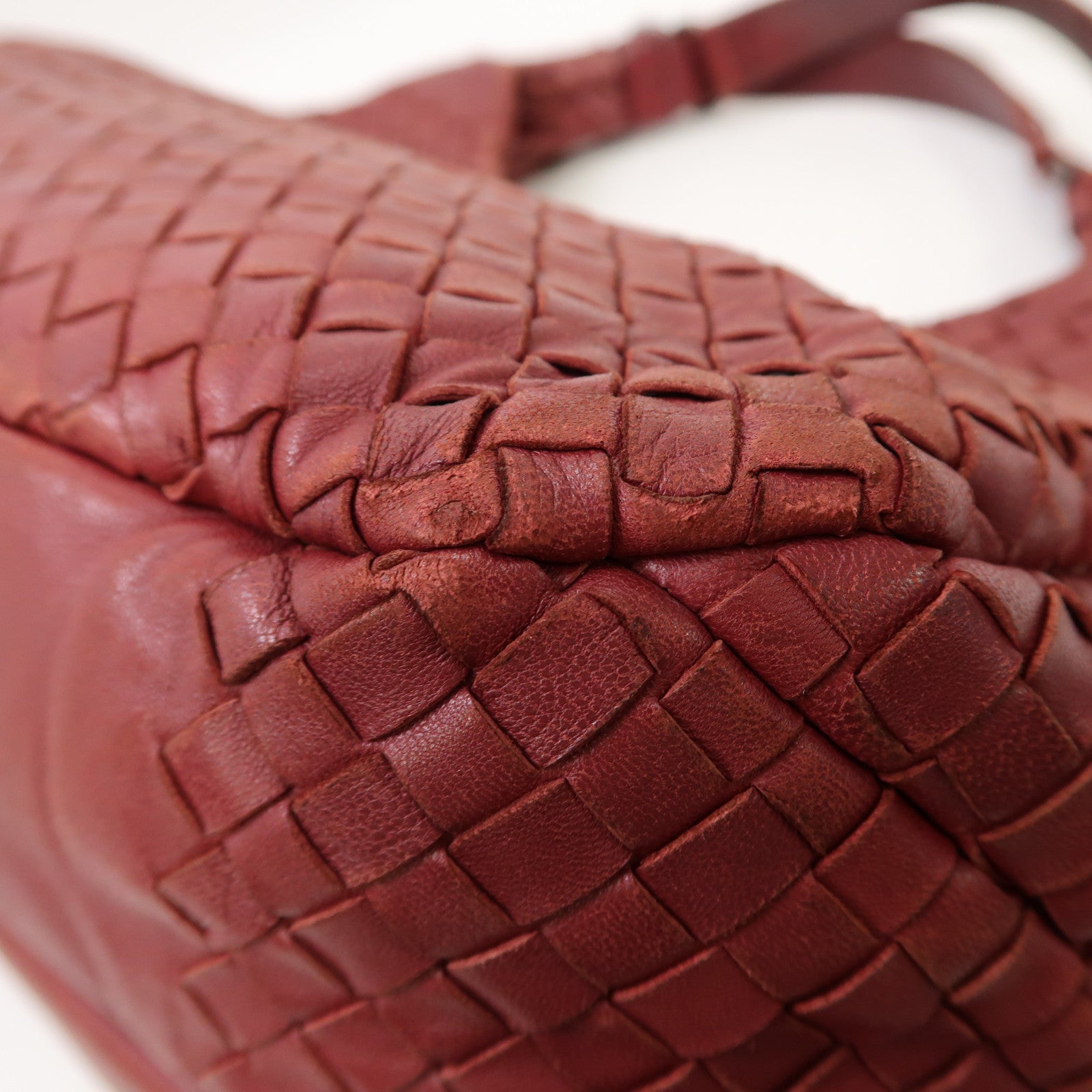 BOTTEGA VENETA 織紋皮革Campana Shoulder Bag銀扣肩背袋紅色