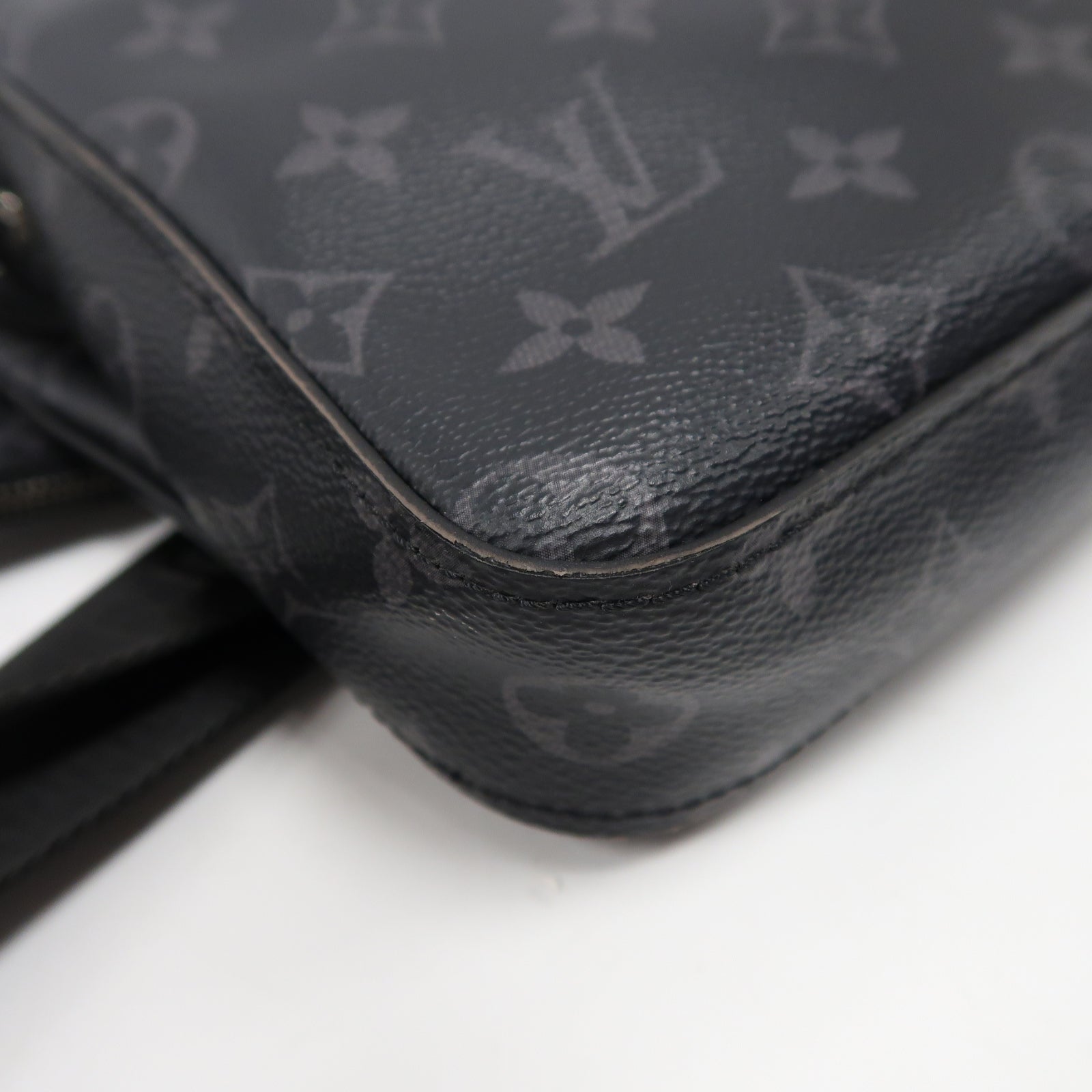 LOUIS VUITTON Monogram Eclipse Trio Messenger Bag銀扣肩背袋黑色