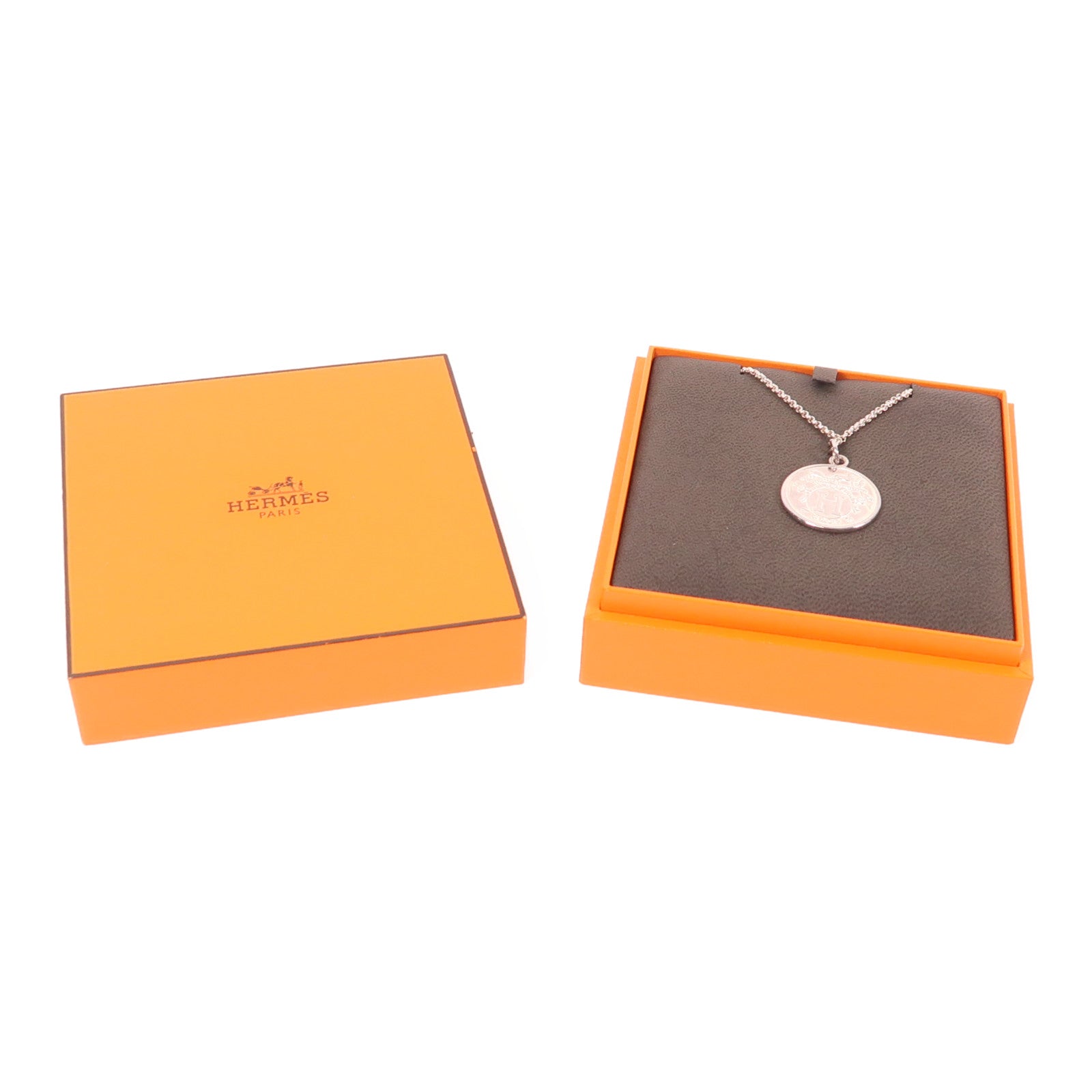 HERMES 925純銀/18K玫瑰金Ex-Libris Necklace項鍊