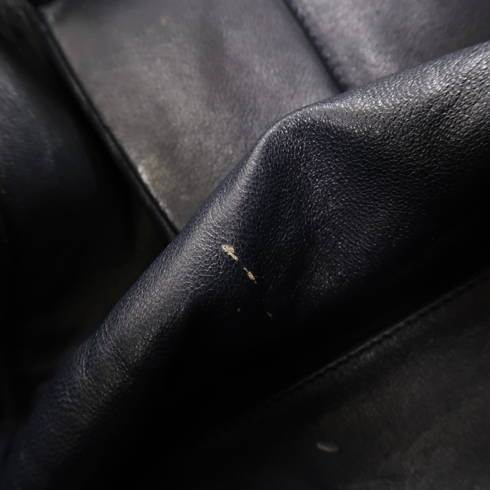 CELINE 牛皮皮革Luggage金扣手挽袋深藍色