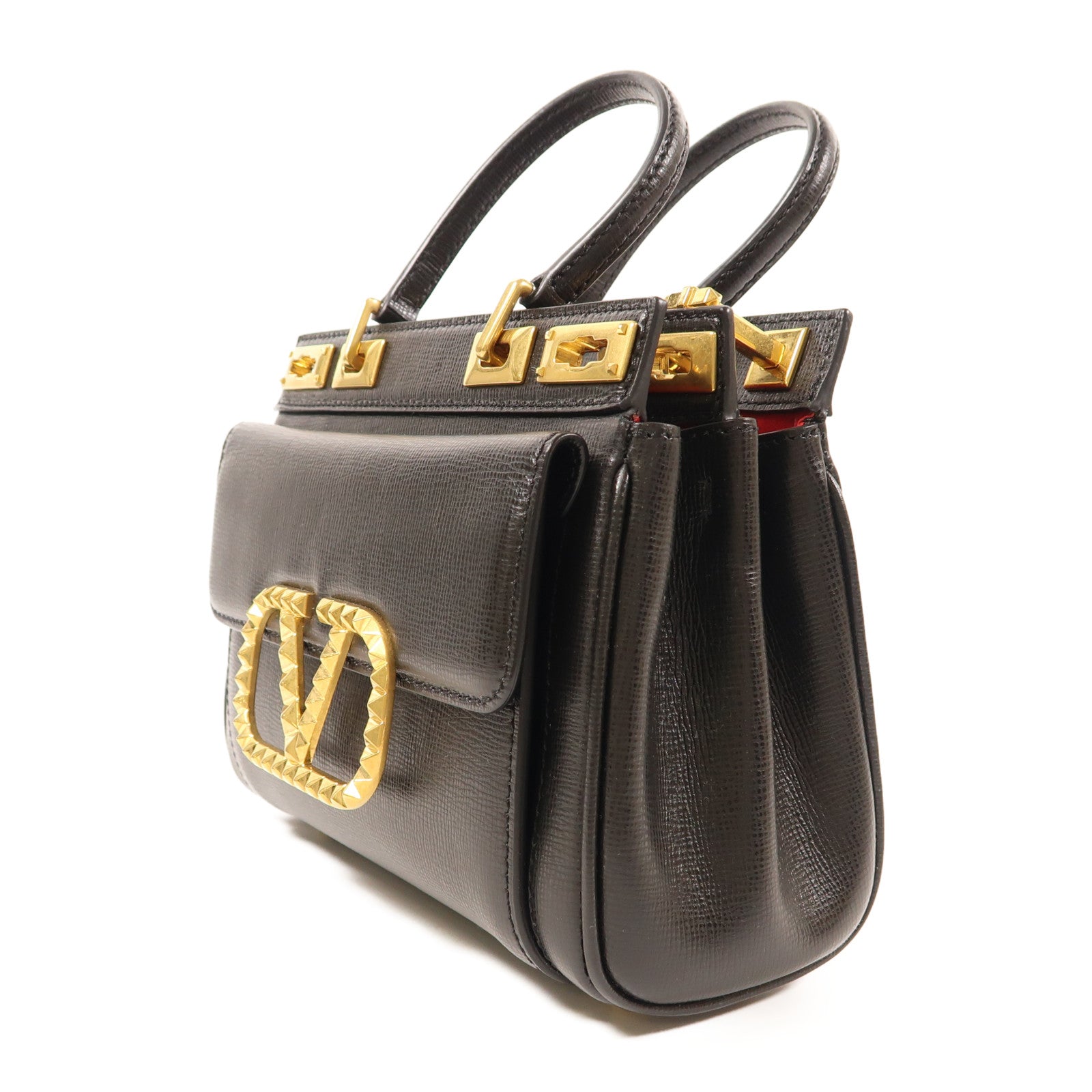 Valentino 牛皮皮革Rockstud Alcove金扣手挽袋