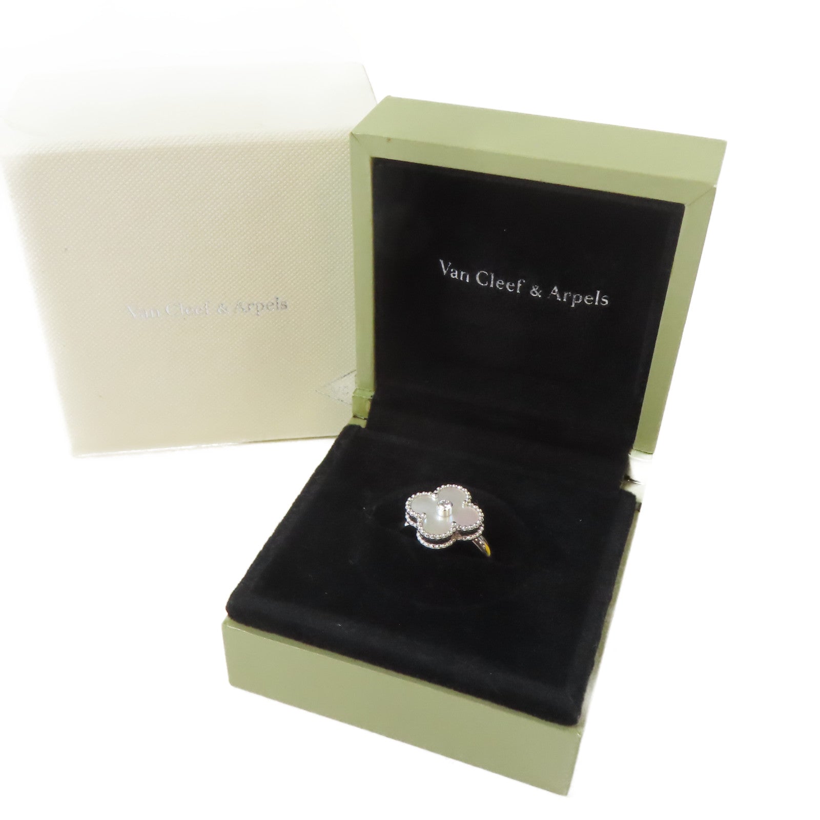 Van Cleef & Arpels 18K白金Vintage Alhamber Ring戒指US#7