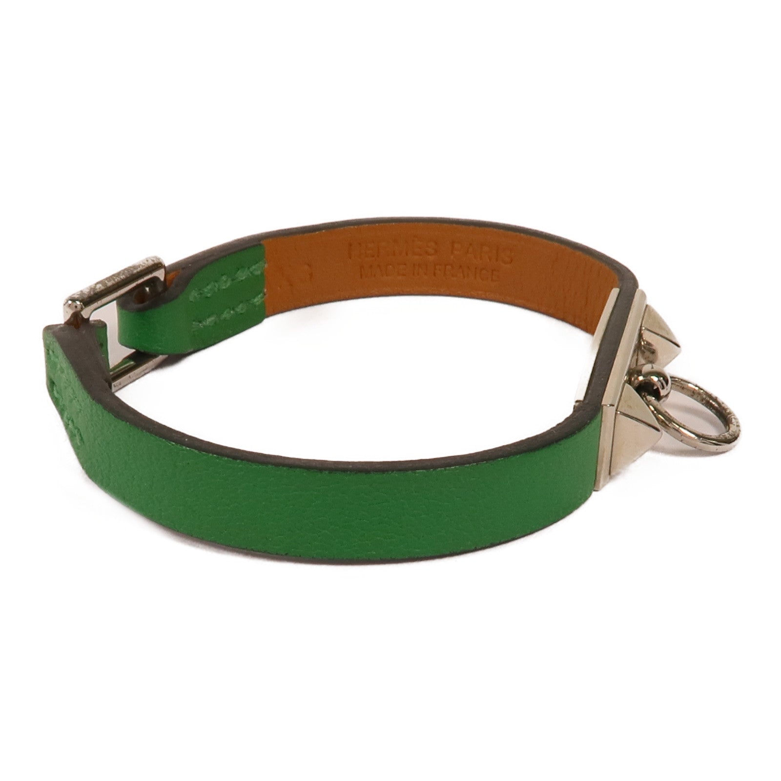 HERMES PHW Rivale Mini Bracelet Veau Swift Leather Bambou Green