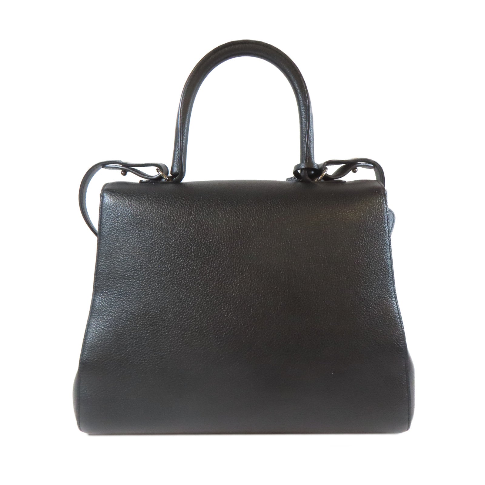 Delvaux 牛皮皮革Delaux Brillant MM銀扣手挽肩背兩用袋黑色