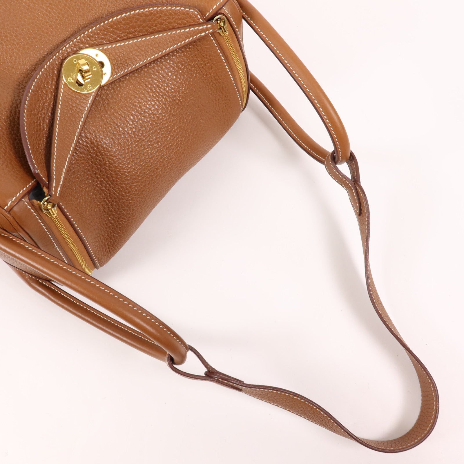 HERMES Clemence皮革Lindy 26金扣手挽肩背兩用袋Gold