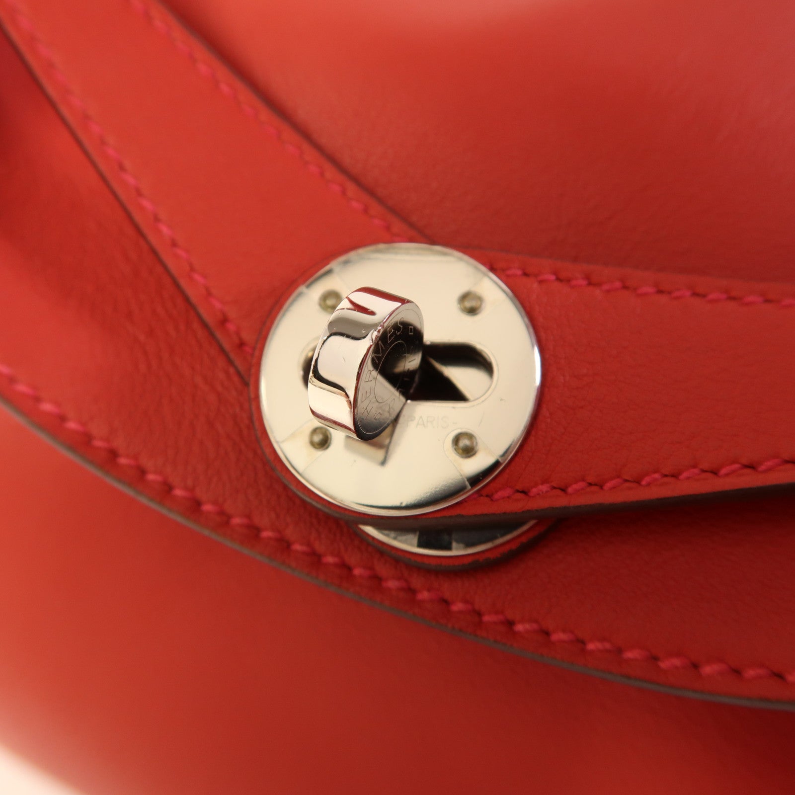 HERMES Swift皮革Lindy 26銀扣手挽肩背兩用袋Rouge Casaque