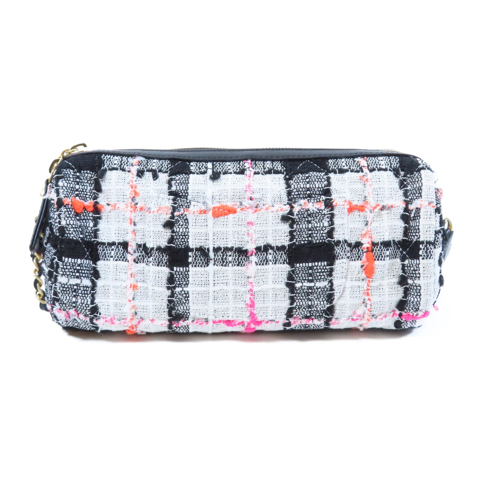 CHANEL **【激減優惠】斜紋軟呢Shoulder Bag金扣鏈帶肩背袋黑色/白色/粉紅色