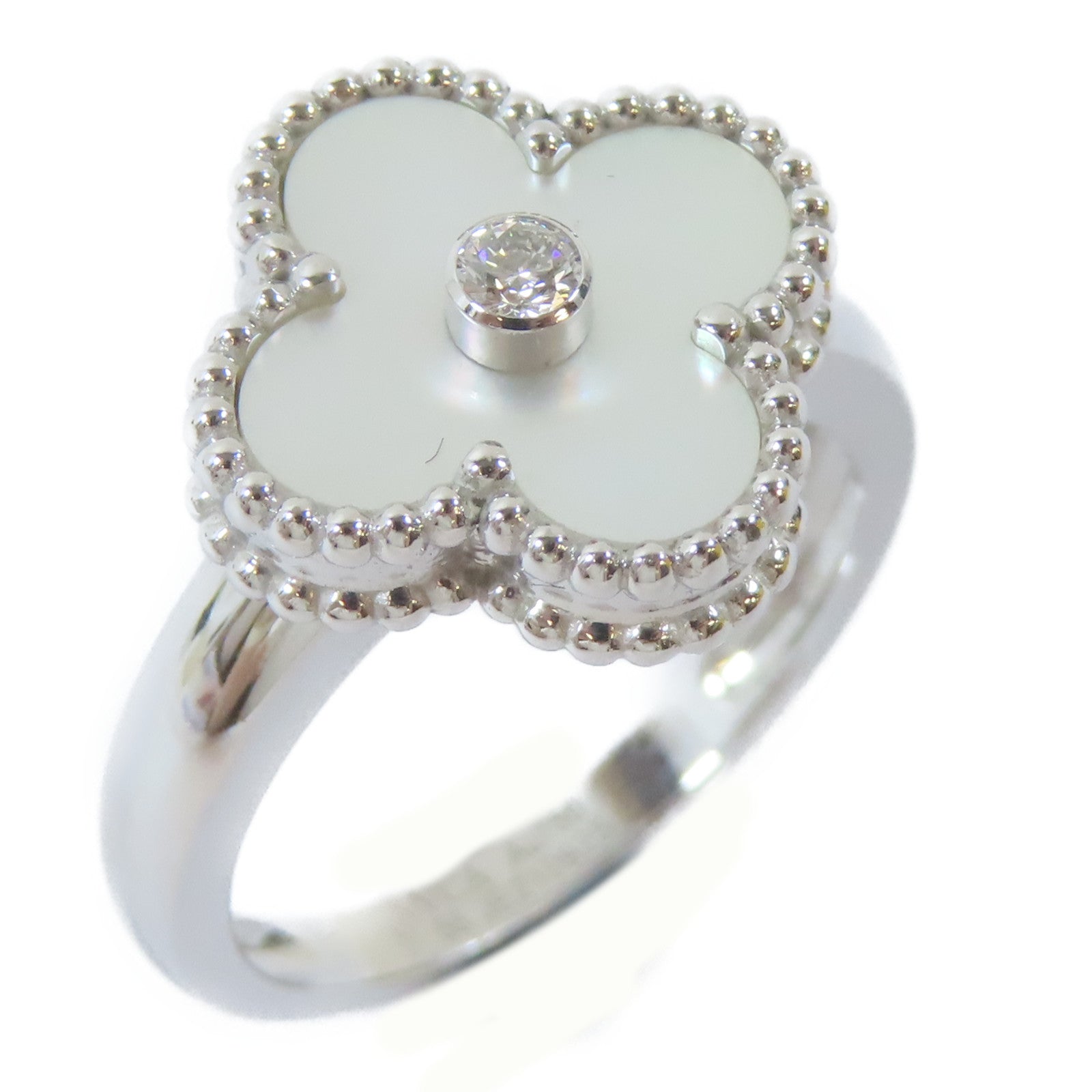 Van Cleef & Arpels 18K白金Vintage Alhamber Ring戒指US#7
