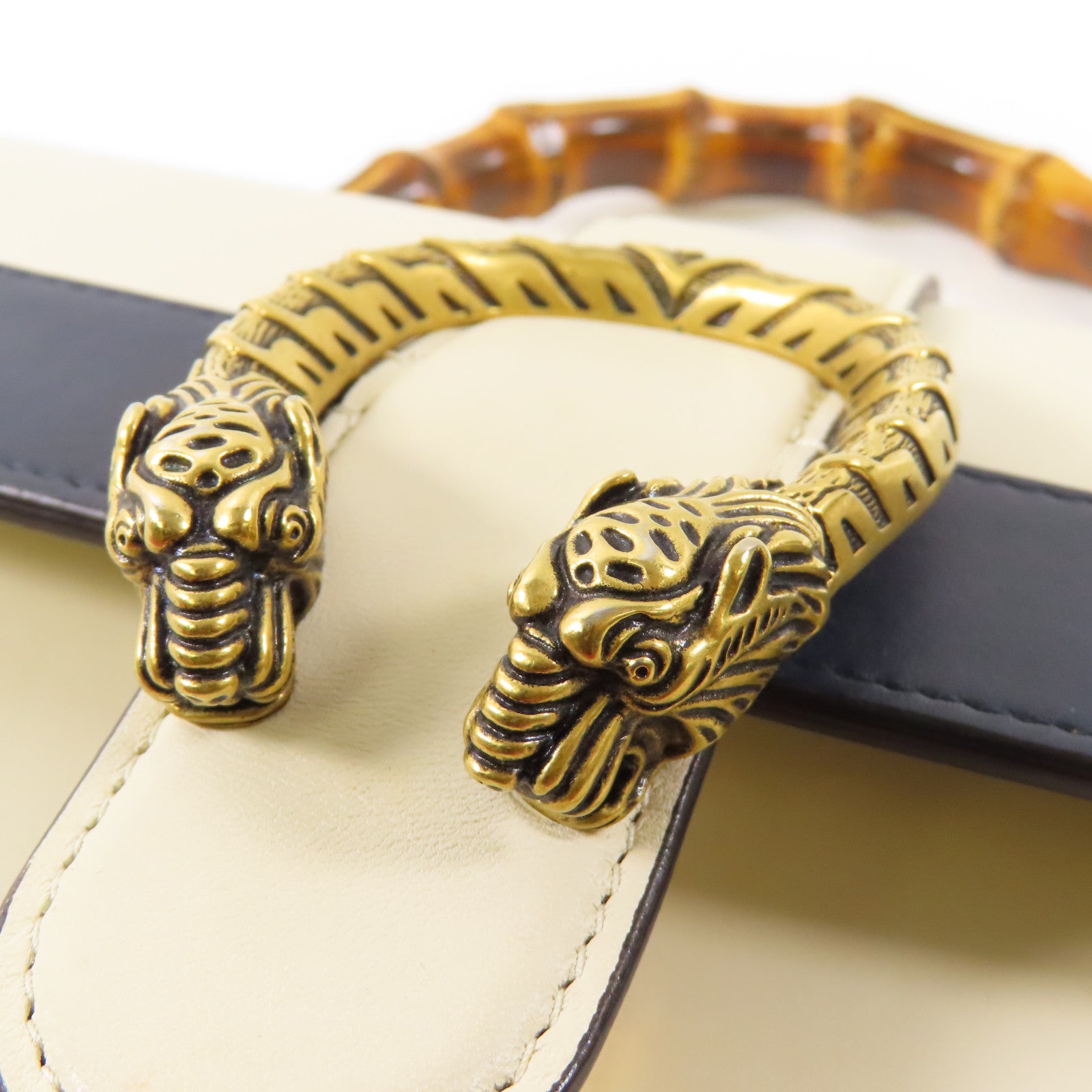 GUCCI 牛皮皮革Dionysus Bamboo金扣手挽肩背兩用袋米色/藍色/紅色