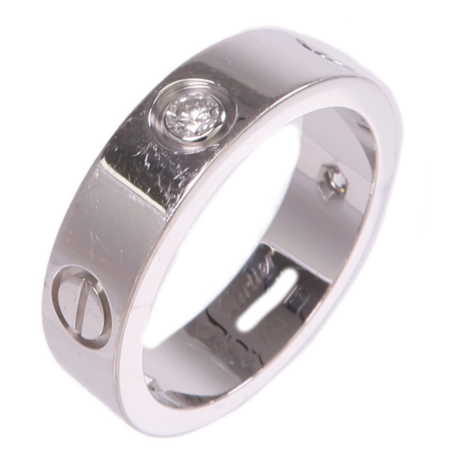 CARTIER 【激減優惠】18K白金Love Ring 3 Diamonds鑽石戒指Cartier#56/US#7.75