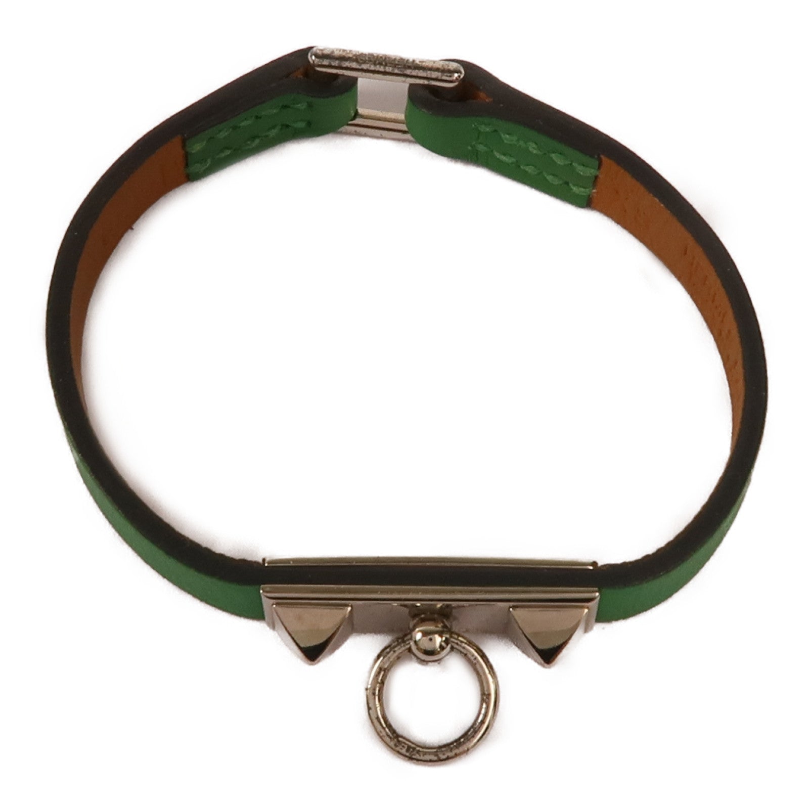 HERMES PHW Rivale Mini Bracelet Veau Swift Leather Bambou Green