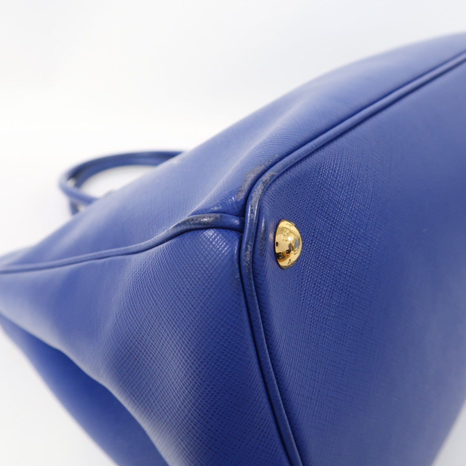PRADA 牛皮皮革2 Way Shoulder金扣手挽肩背兩用袋藍色
