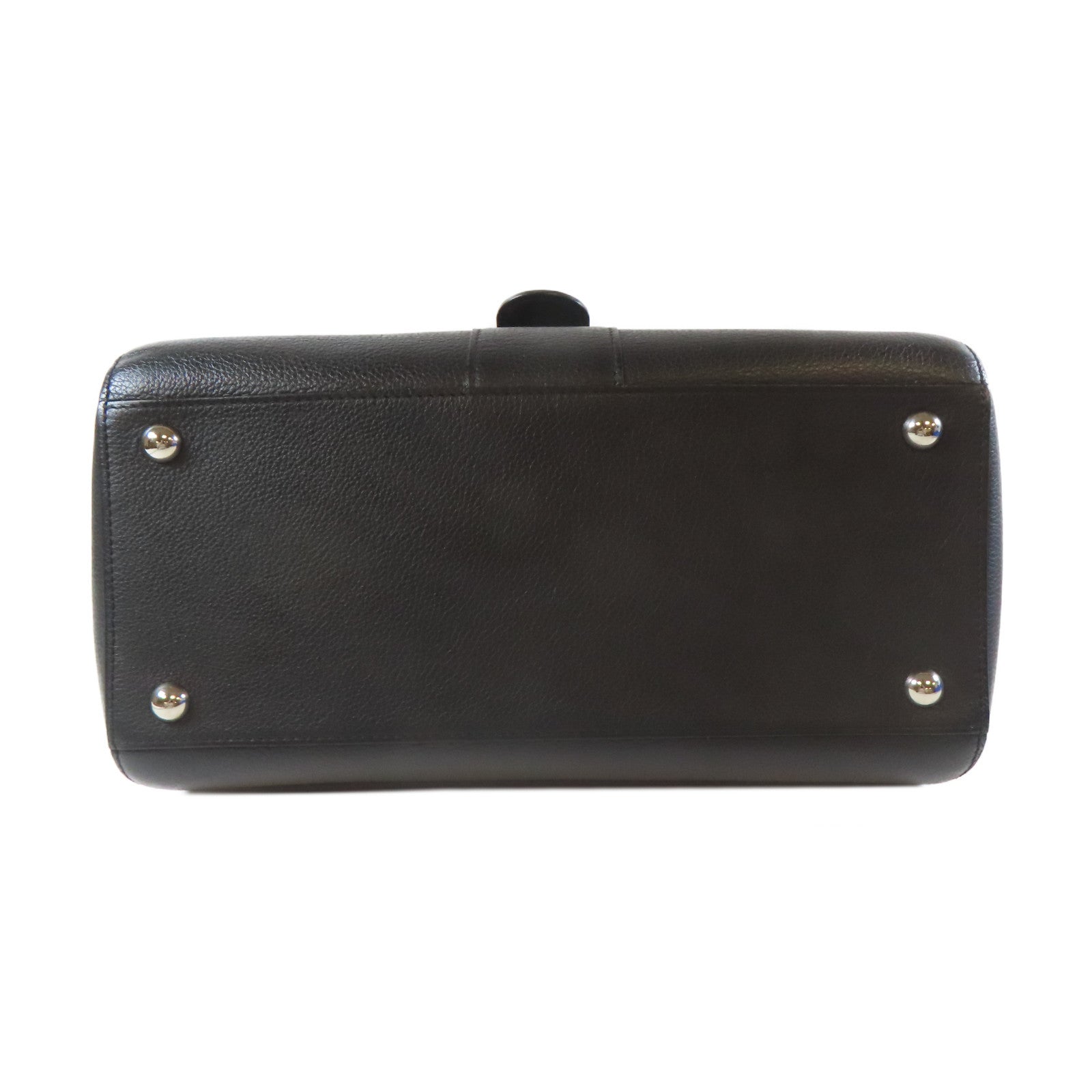 Delvaux 牛皮皮革Delaux Brillant MM銀扣手挽肩背兩用袋黑色