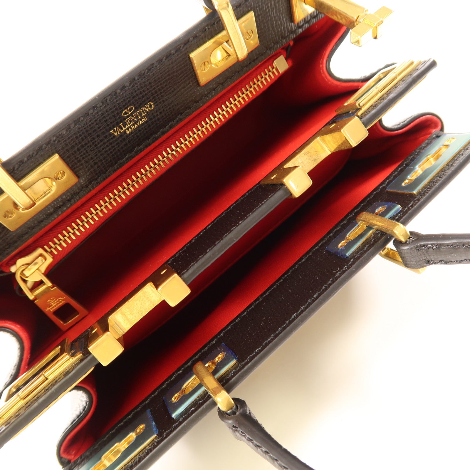 Valentino 牛皮皮革Rockstud Alcove金扣手挽袋