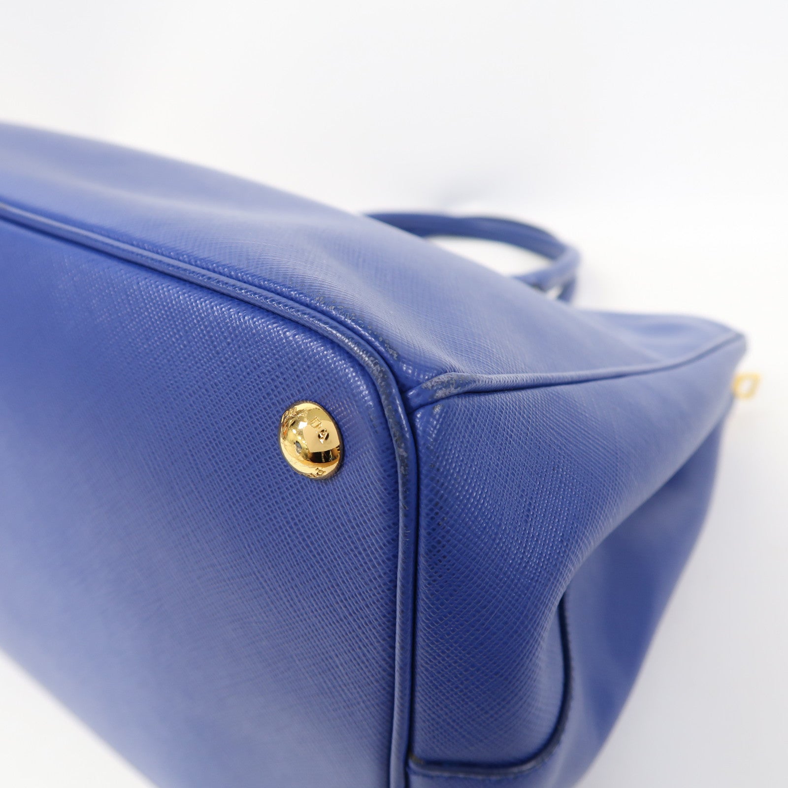 PRADA 牛皮皮革2 Way Shoulder金扣手挽肩背兩用袋藍色
