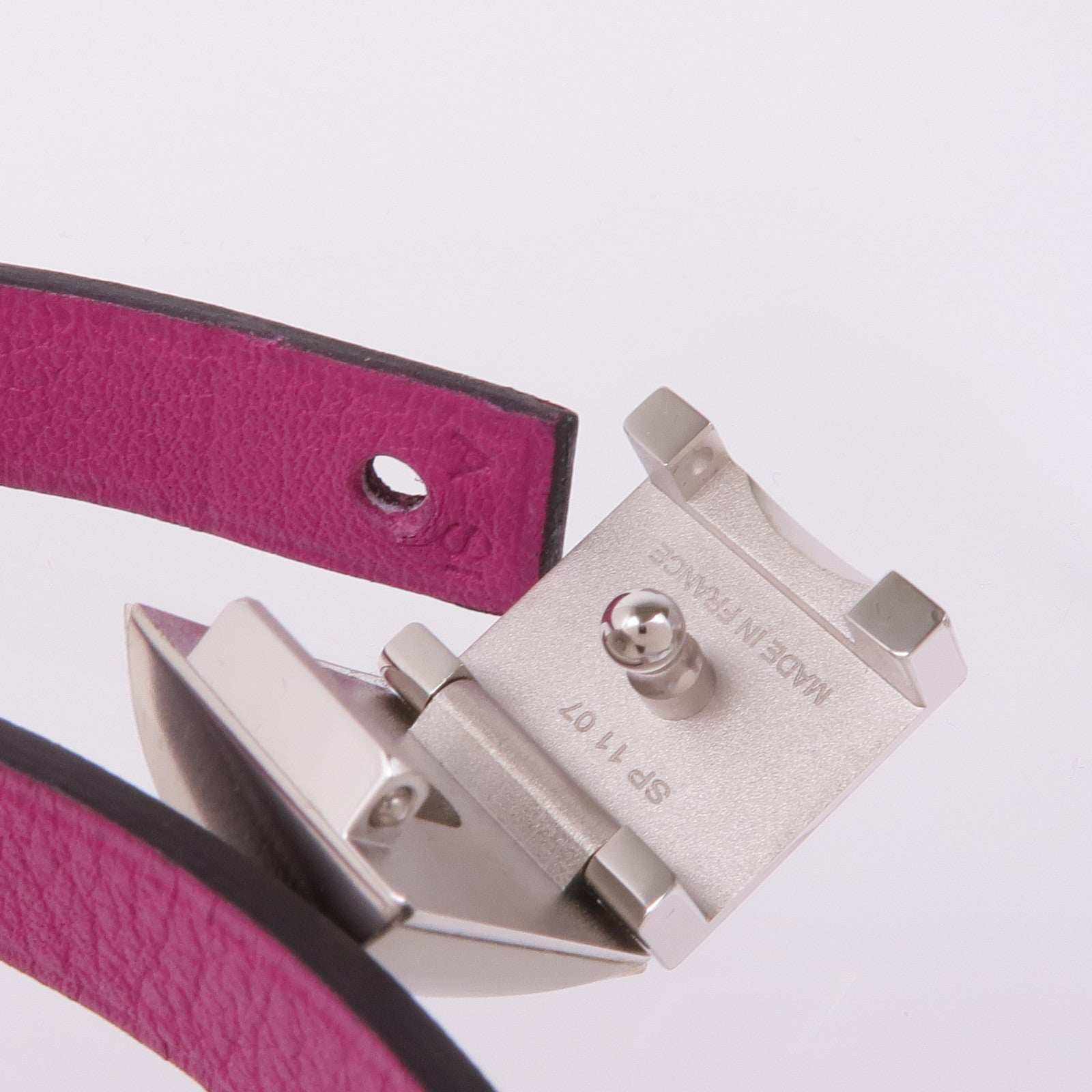 HERMES Swift皮革Medor Infini Double Tour Bracelet銀扣手帶Rose Pourpre