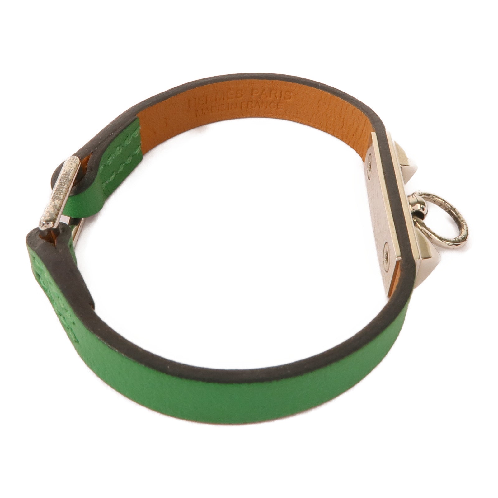 HERMES PHW Rivale Mini Bracelet Veau Swift Leather Bambou Green