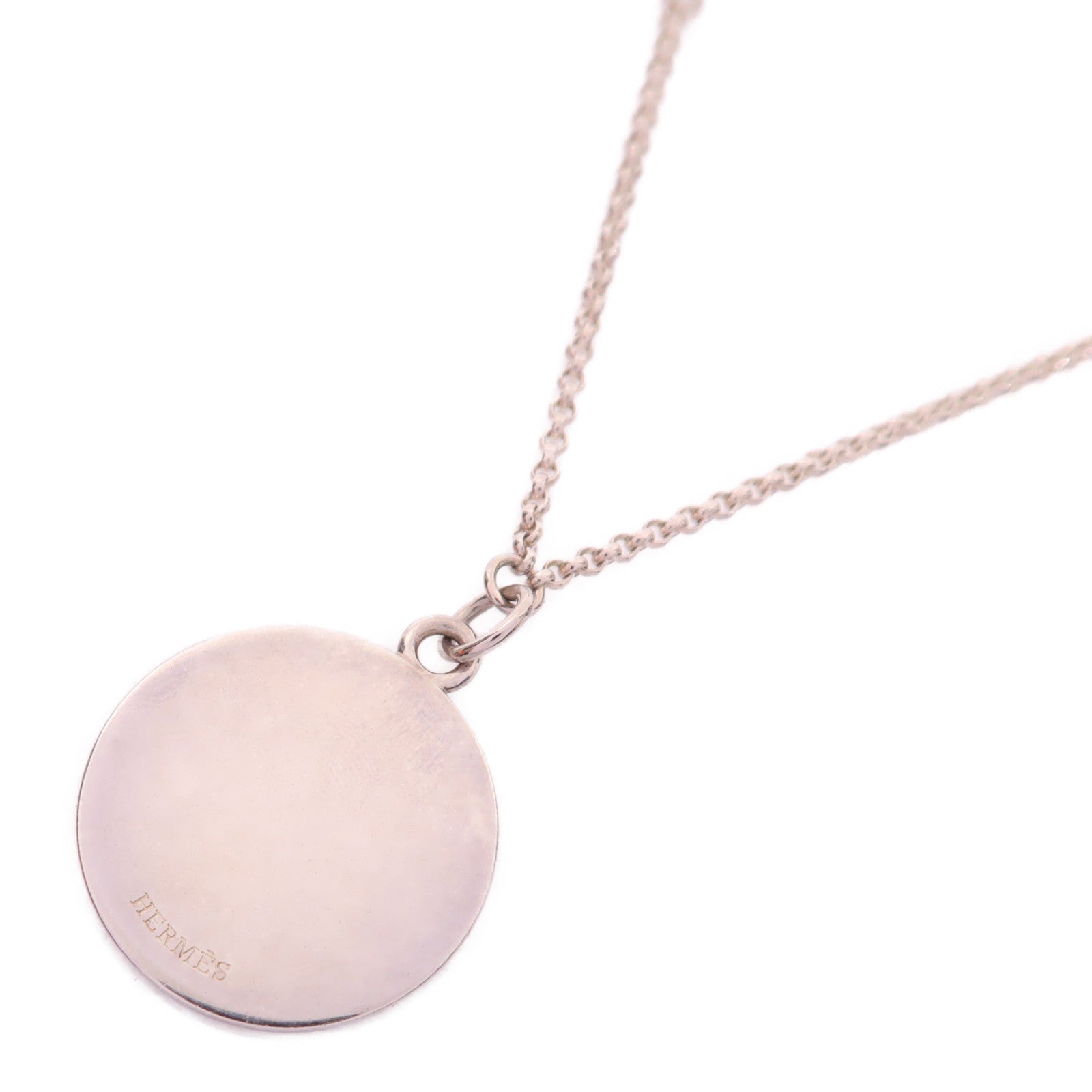 HERMES 925純銀/18K玫瑰金Ex-Libris Necklace項鍊