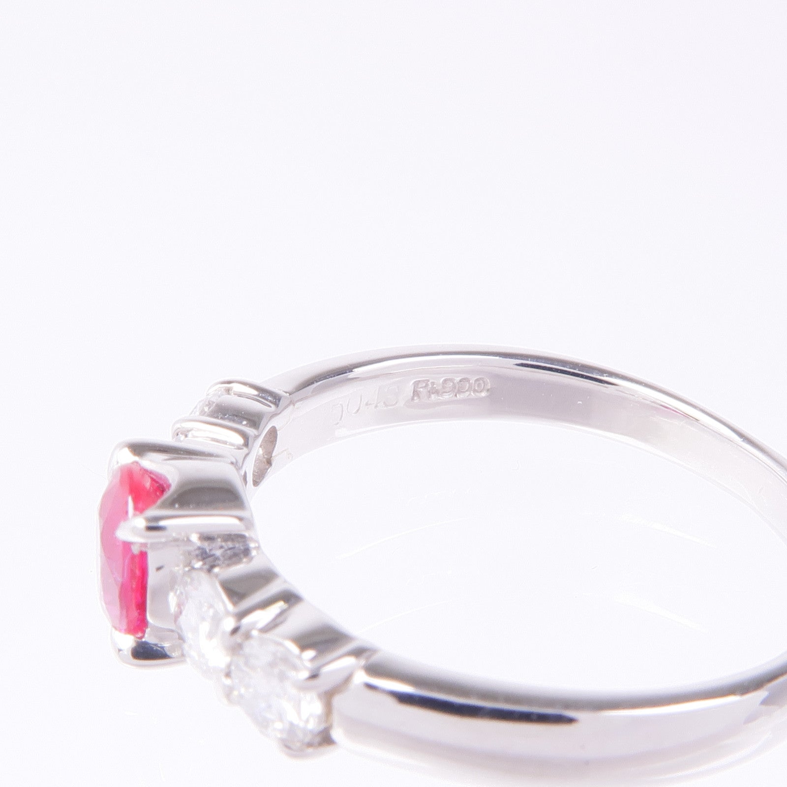 JEWELRY PT900鉑金Ruby Diamond Ring紅寶石/鑽石戒指US#7