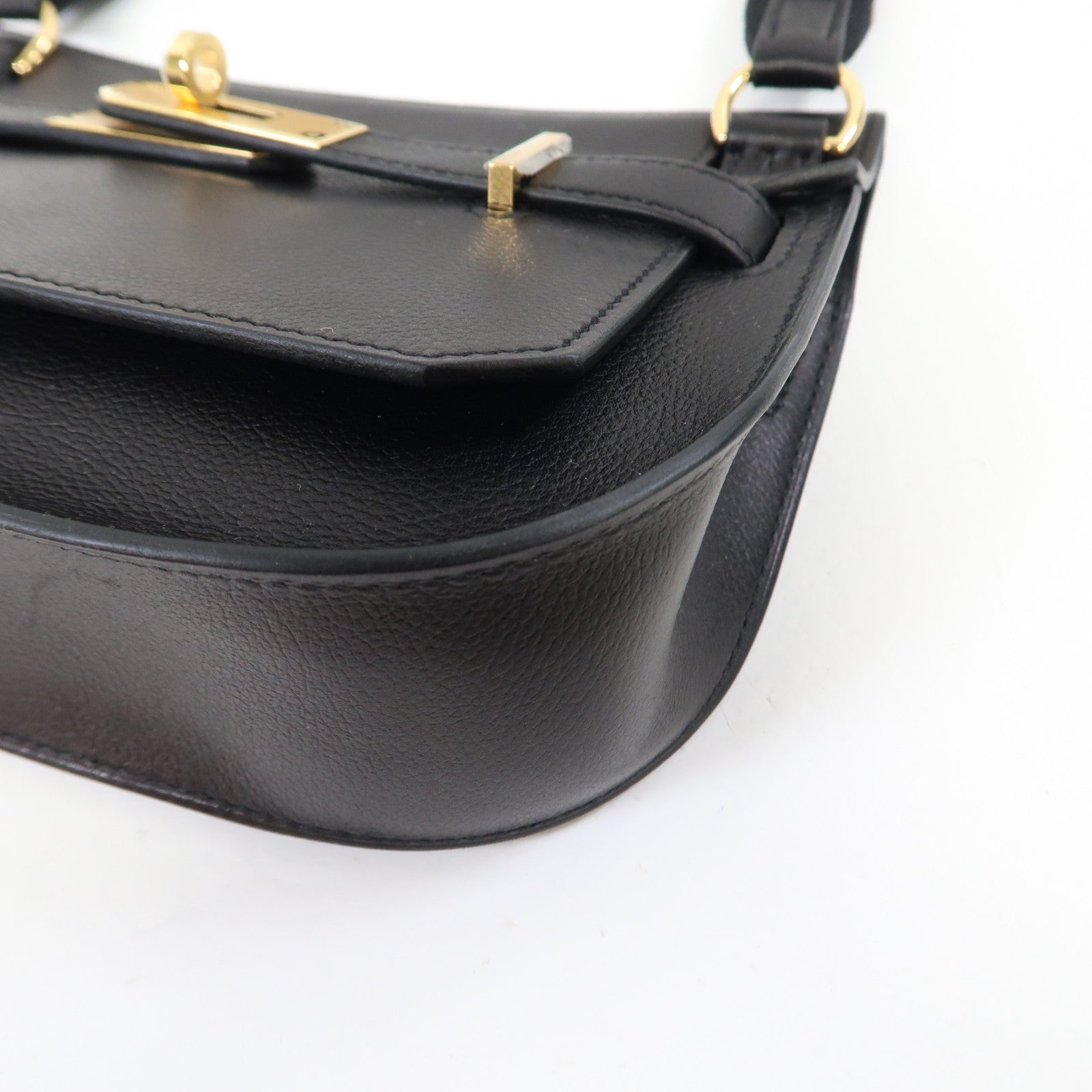 HERMES 【激減優惠】Evergrain皮革Mini Jypsiere金扣肩背袋黑色