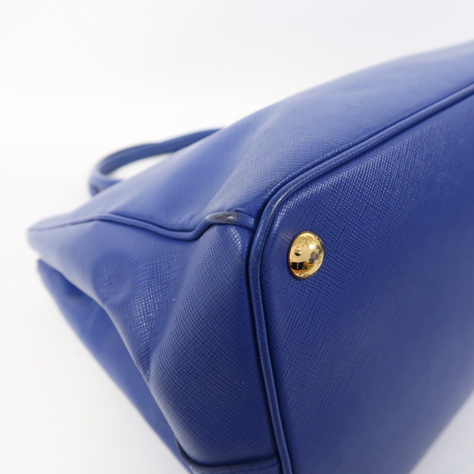 PRADA 牛皮皮革2 Way Shoulder金扣手挽肩背兩用袋藍色