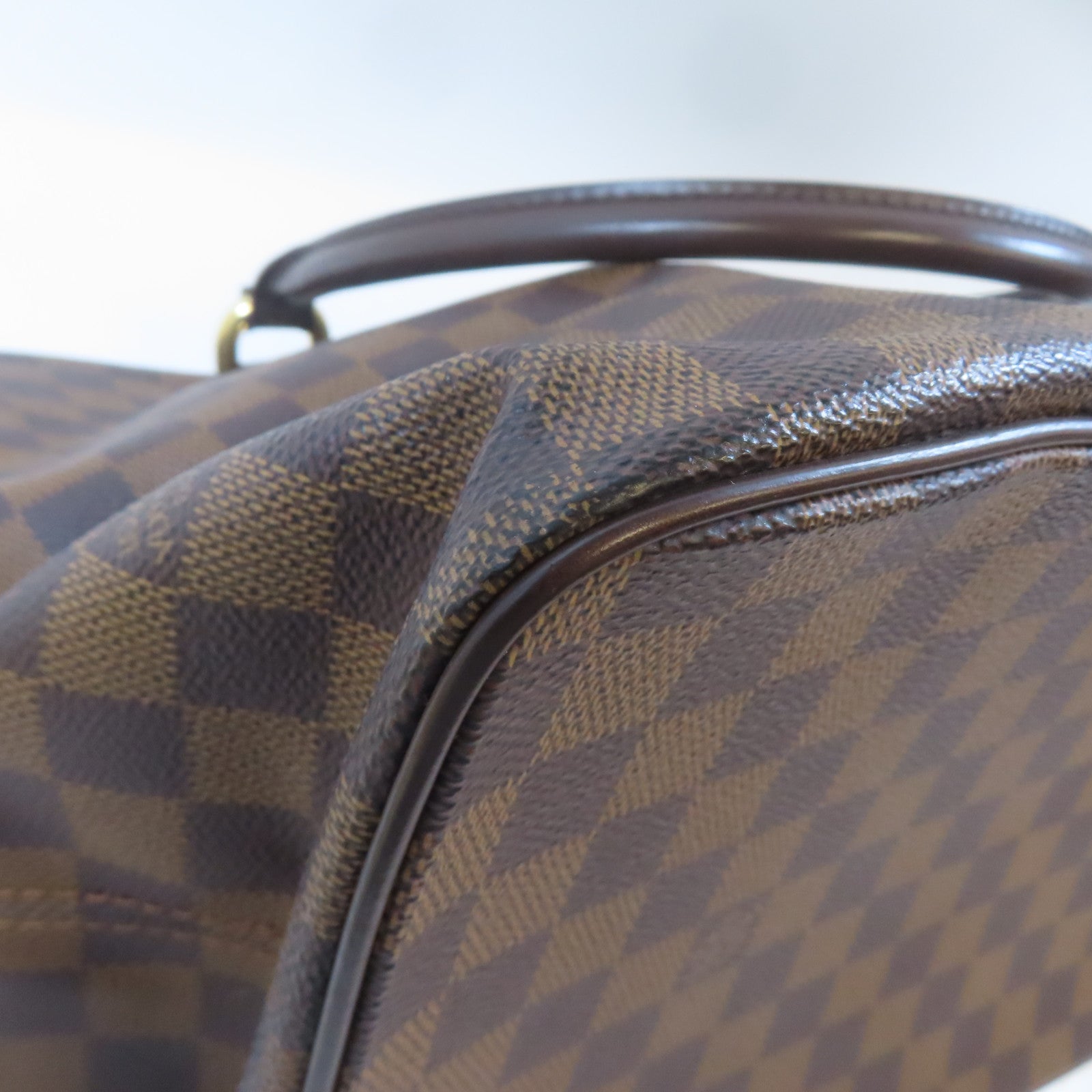 LOUIS VUITTON Damier Saleya MM金扣肩背袋啡色