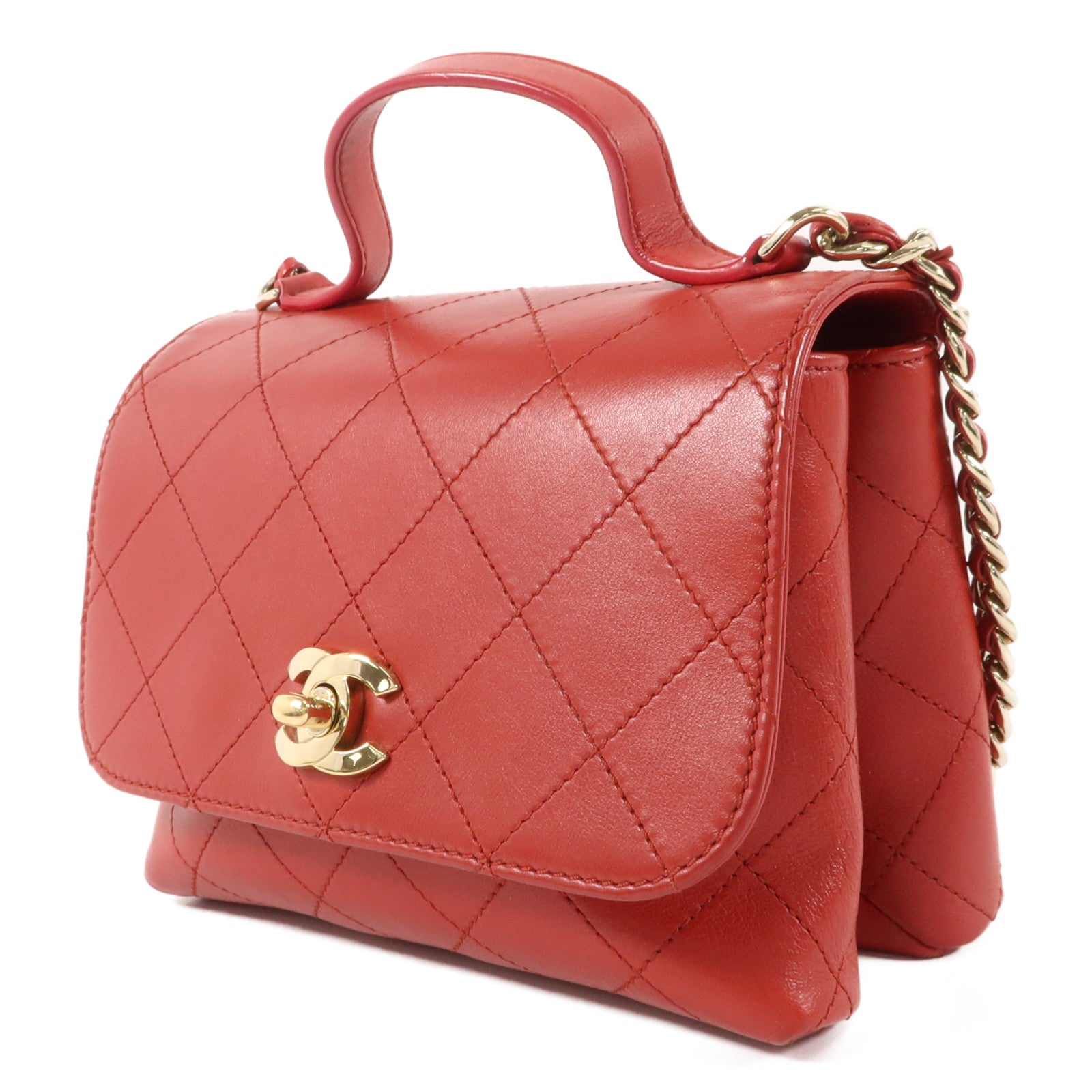 CHANEL 牛皮皮革Double Pocket Top Handle手挽肩背兩用袋