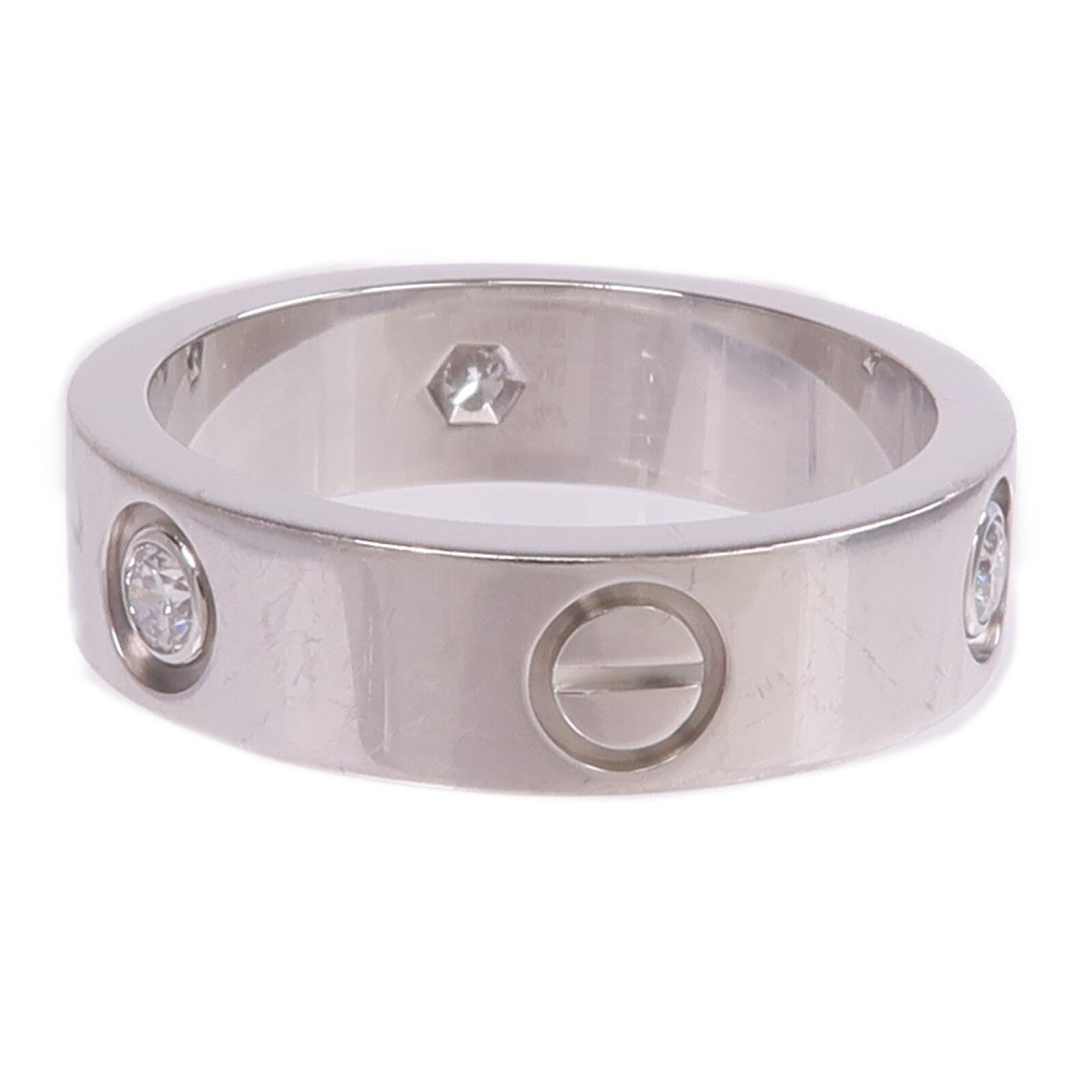 CARTIER 【激減優惠】18K白金Love Ring 3 Diamonds鑽石戒指Cartier#56/US#7.75
