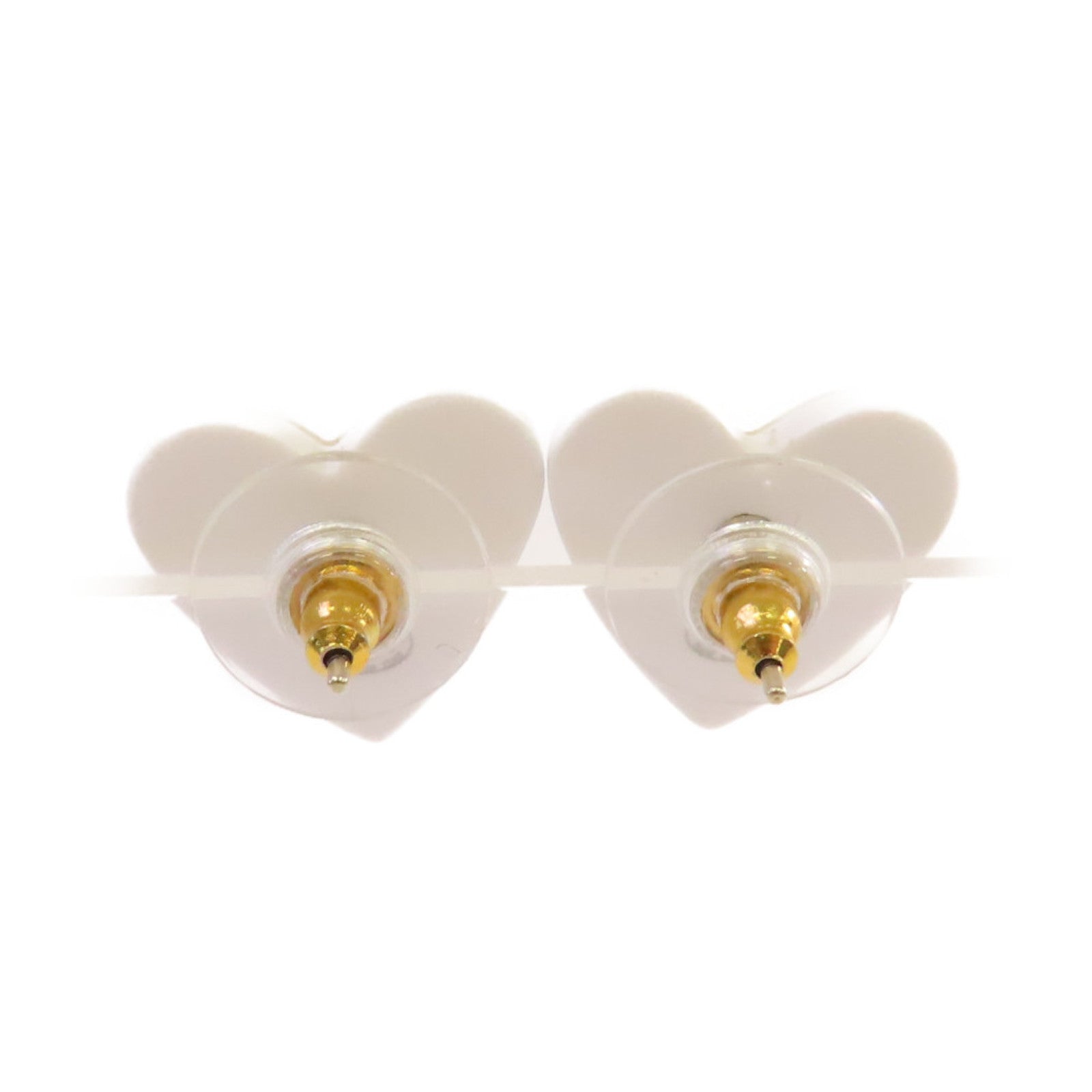 CHANEL PVC/金屬CC Heart Earrings耳環白色/金色