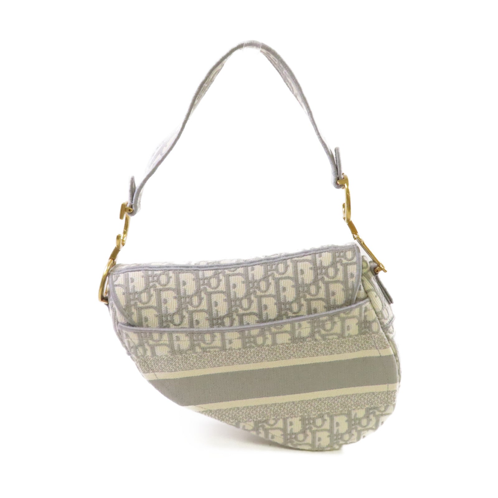 Dior Oblique帆布Saddle Shoulder Bag金扣肩背袋灰色