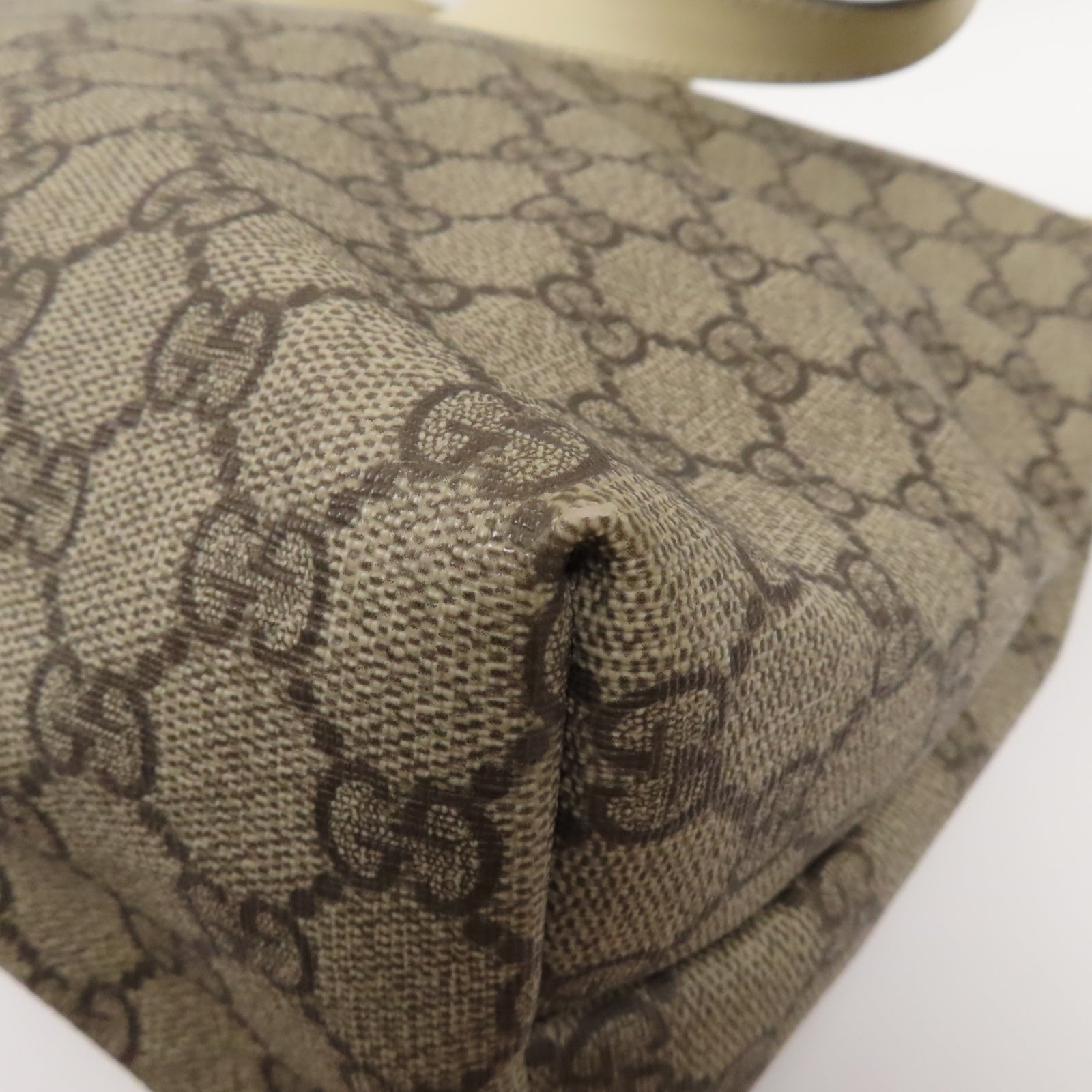 GUCCI 塗層帆布Tote Bag銀扣肩背袋米色