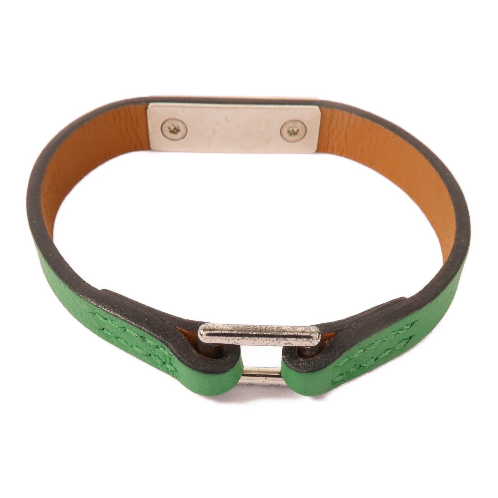 HERMES PHW Rivale Mini Bracelet Veau Swift Leather Bambou Green