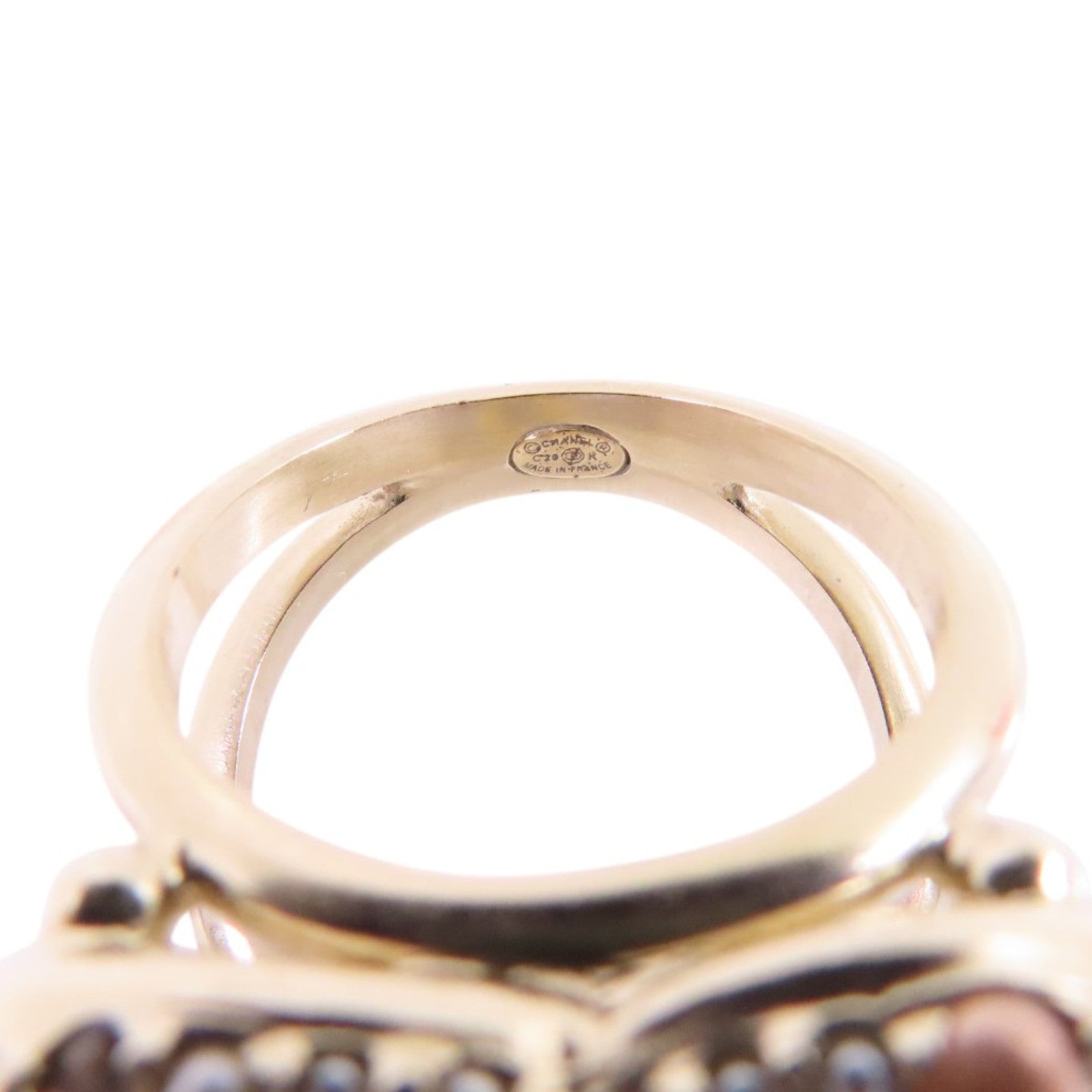 CHANEL 金屬/仿珍珠CC Ring戒指US#6.75