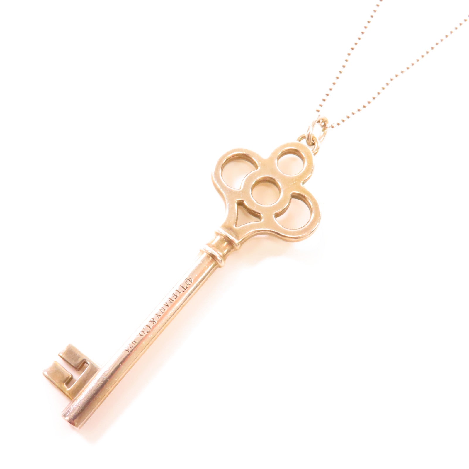 TIFFANY＆CO 925純銀Aad Co Sterling Key Pendant Necklace項鍊銀色