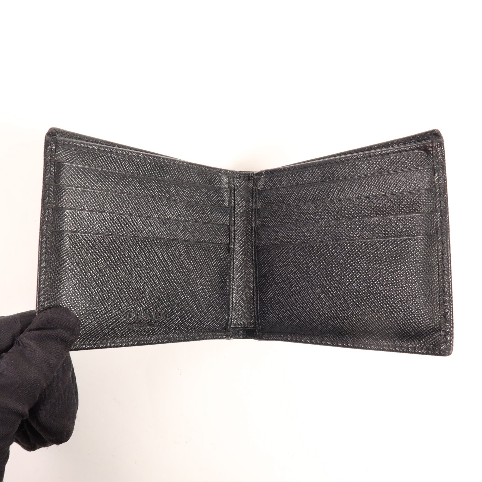 PRADA 牛皮皮革Wallet銀扣錢包