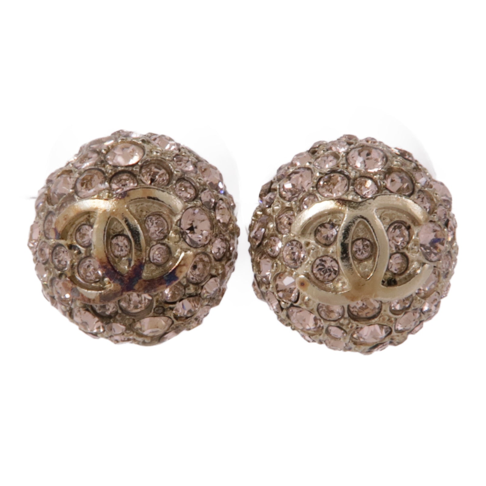 CHANEL CC Earrings Metal Gold Pink