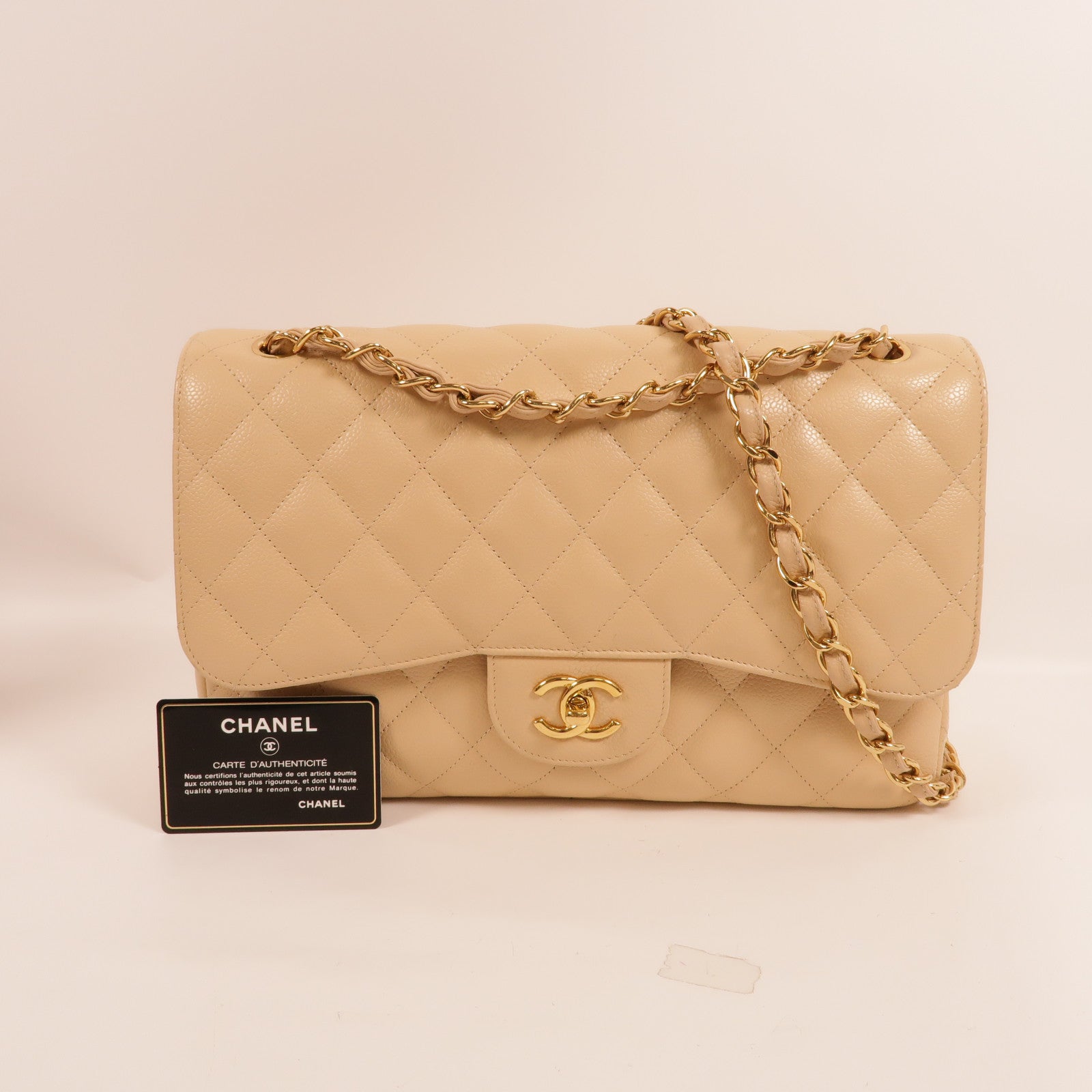 CHANEL 牛皮皮革Large Classic鏈帶肩背袋
