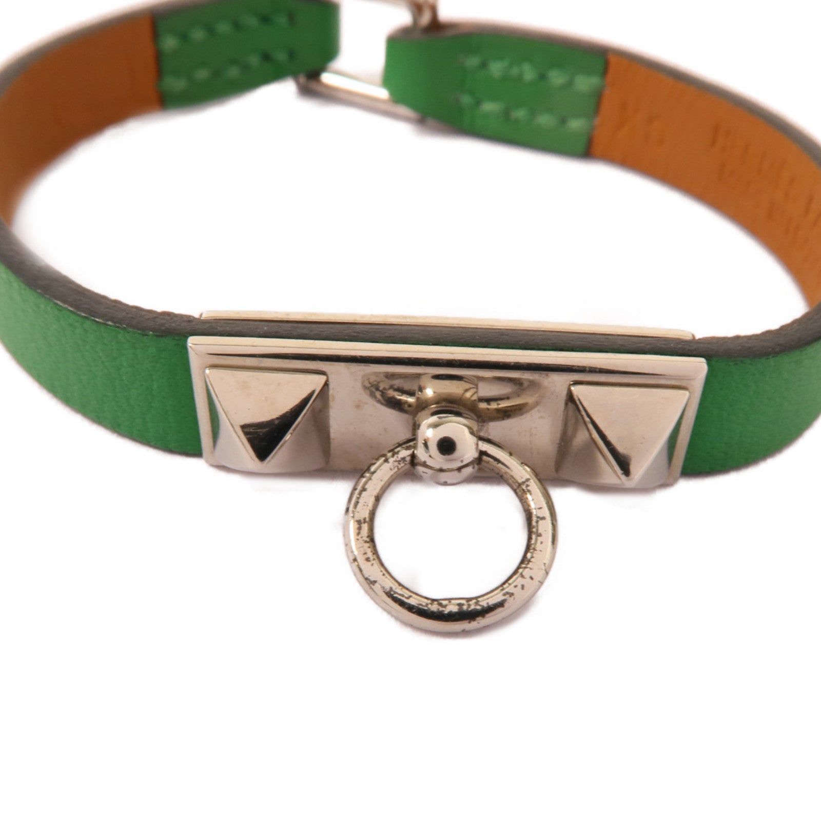 HERMES PHW Rivale Mini Bracelet Veau Swift Leather Bambou Green