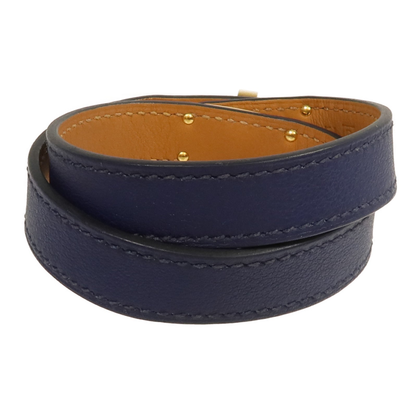 HERMES Swift皮革Kelly Double Tour手帶Bleu Saphir