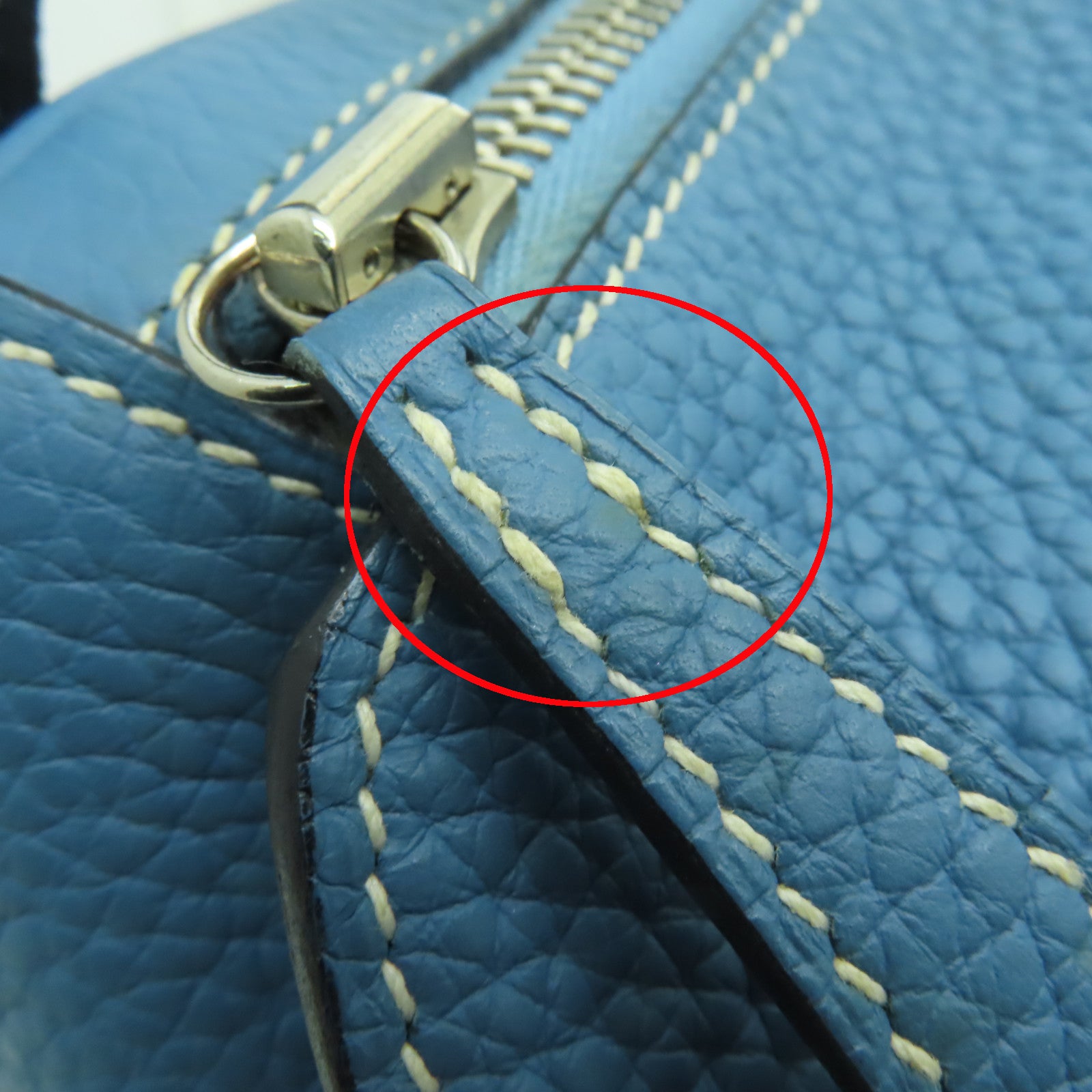 HERMES 【激減優惠】Clemence皮革Lindy 30銀扣手挽肩背兩用袋Blue Jean淺藍色