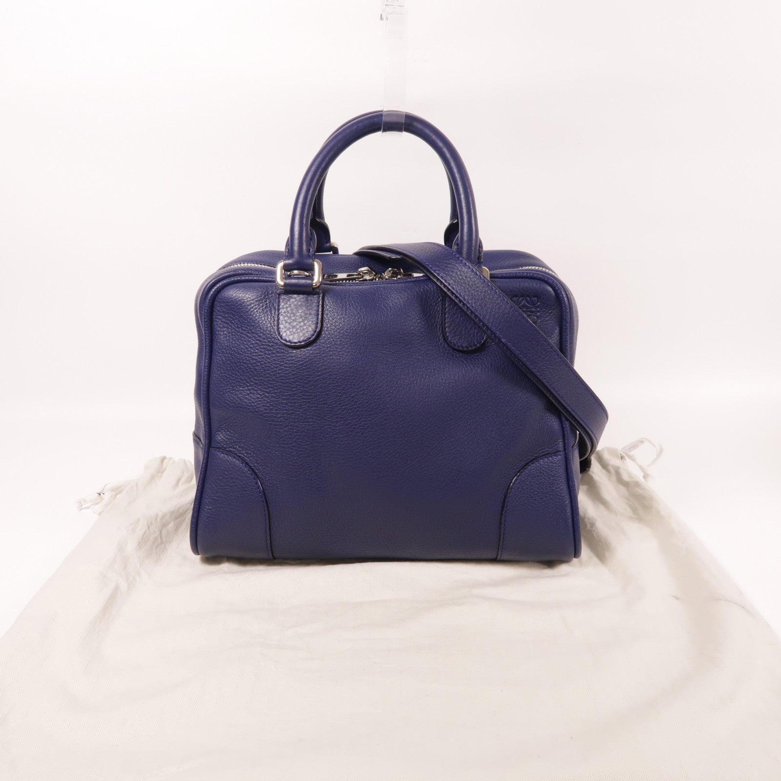 LOEWE 牛皮皮革2 Way Bag銀扣手挽肩背兩用袋