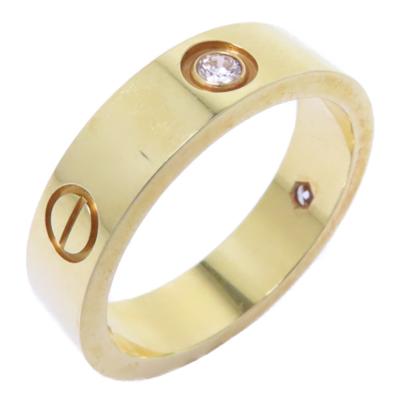CARTIER 18K黄金Love Ring 3 Diamonds戒指Cartier#61/US#9.5