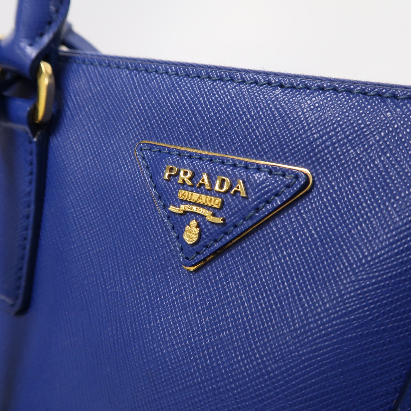 PRADA 牛皮皮革2 Way Shoulder金扣手挽肩背兩用袋藍色