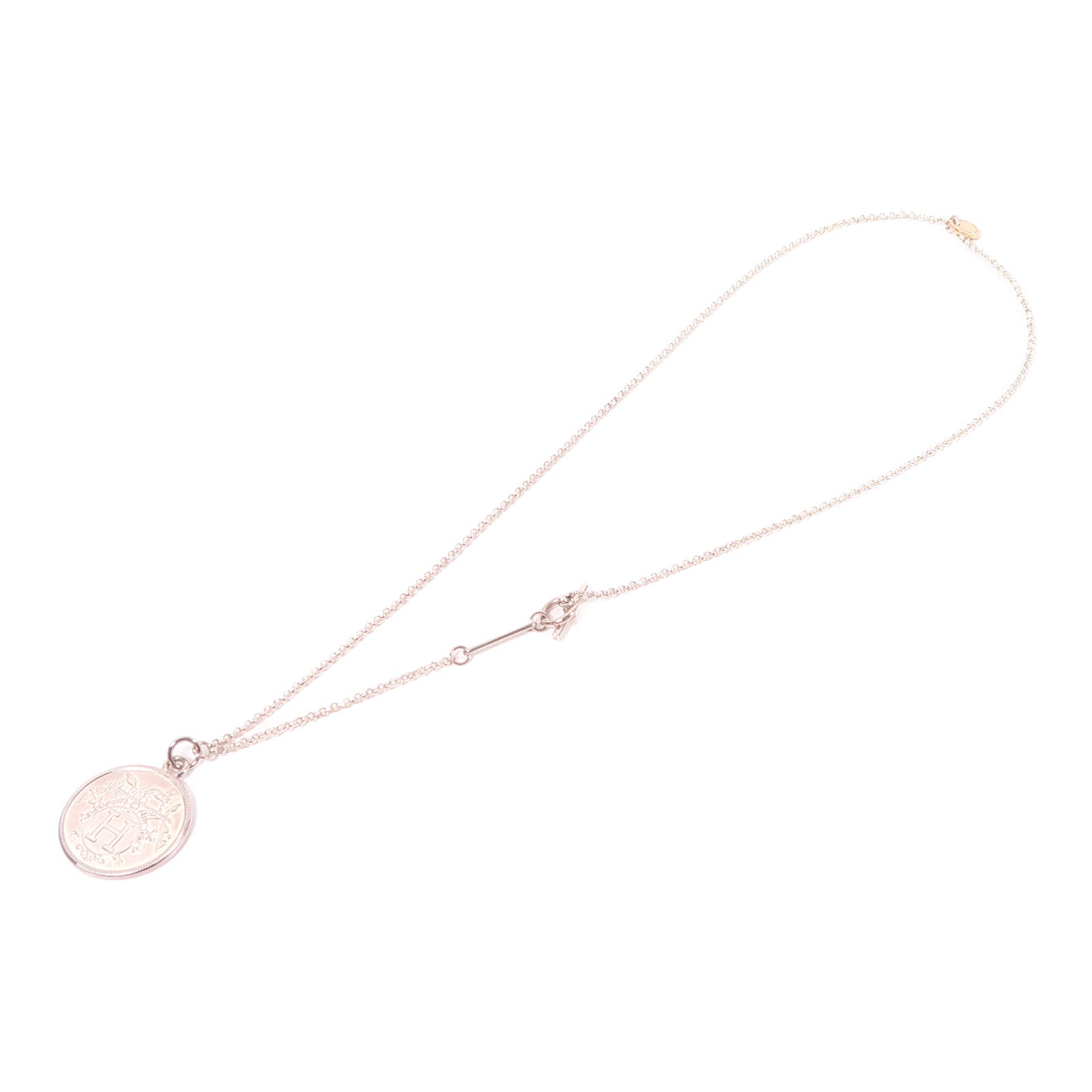 HERMES 925純銀/18K玫瑰金Ex-Libris Necklace項鍊