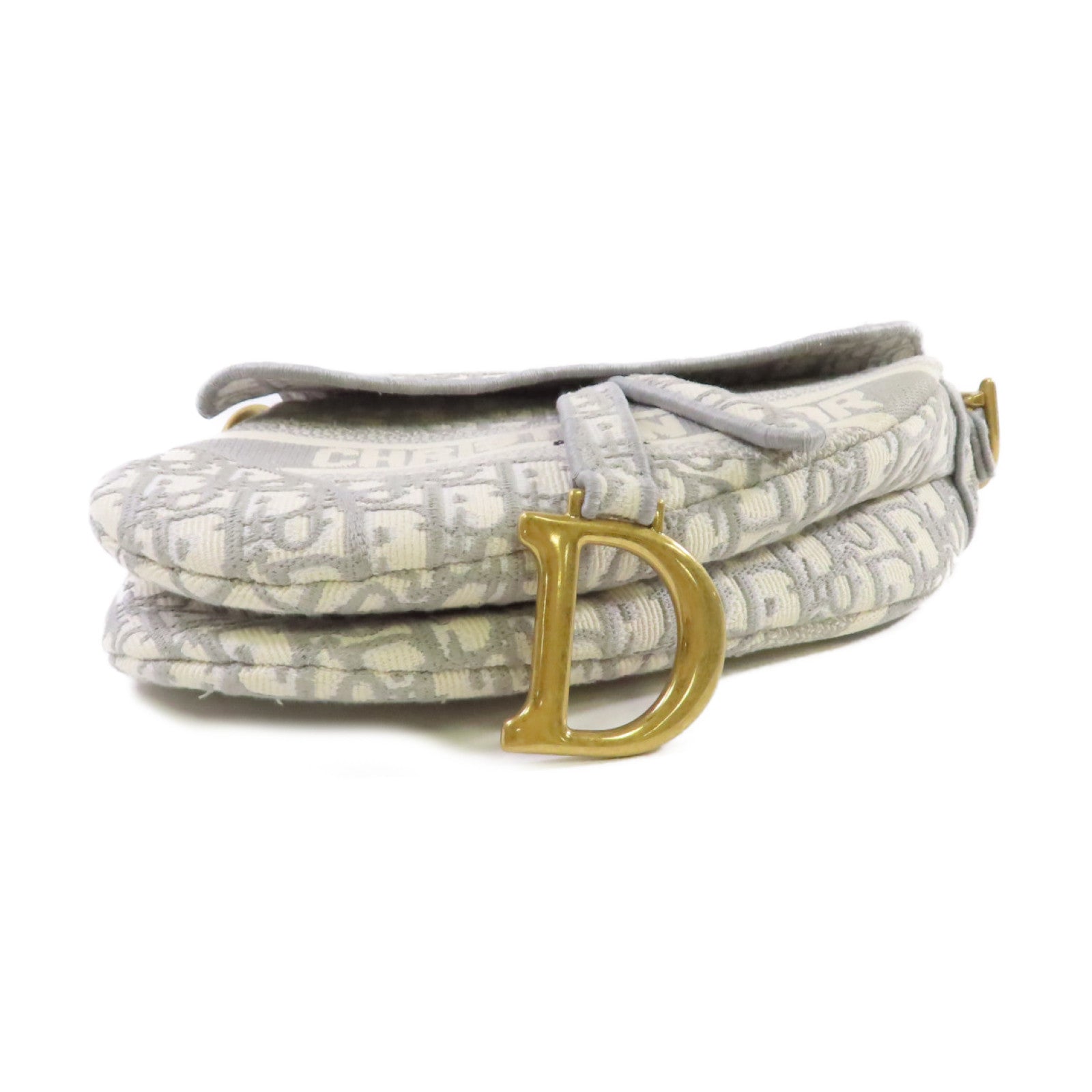 Dior Oblique帆布Saddle Shoulder Bag金扣肩背袋灰色