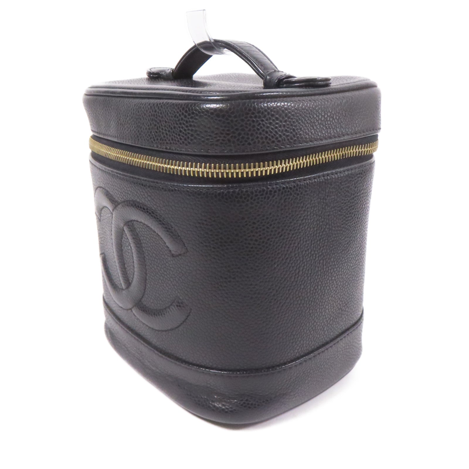 CHANEL CC GHW Vintage Vanity Handbag Calfskin Leather Black