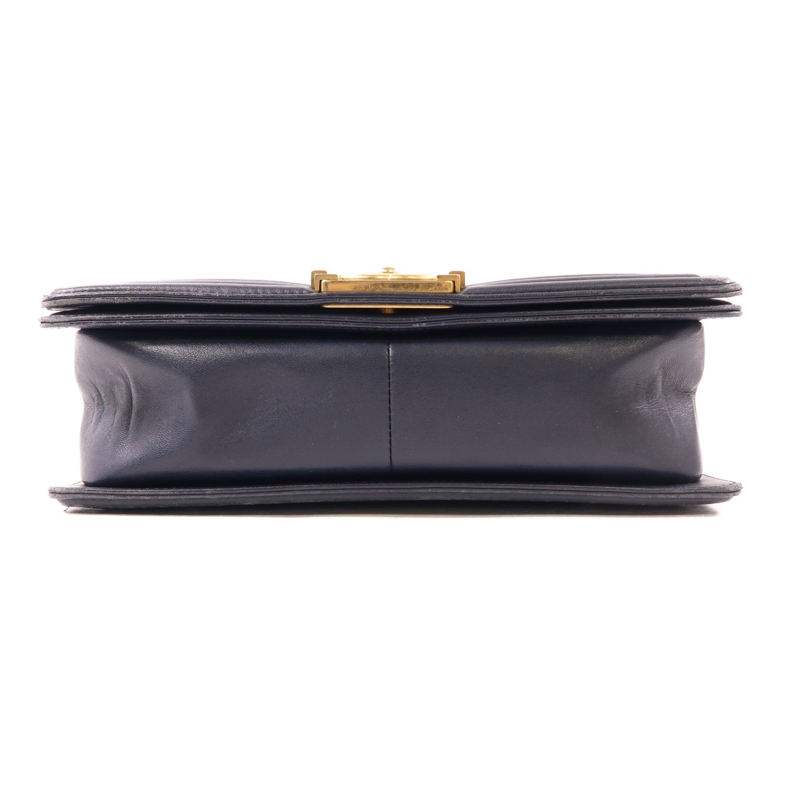 CHANEL CC GHW Boy 25 Chain Shoulder Bag Lambskin Leather Navy