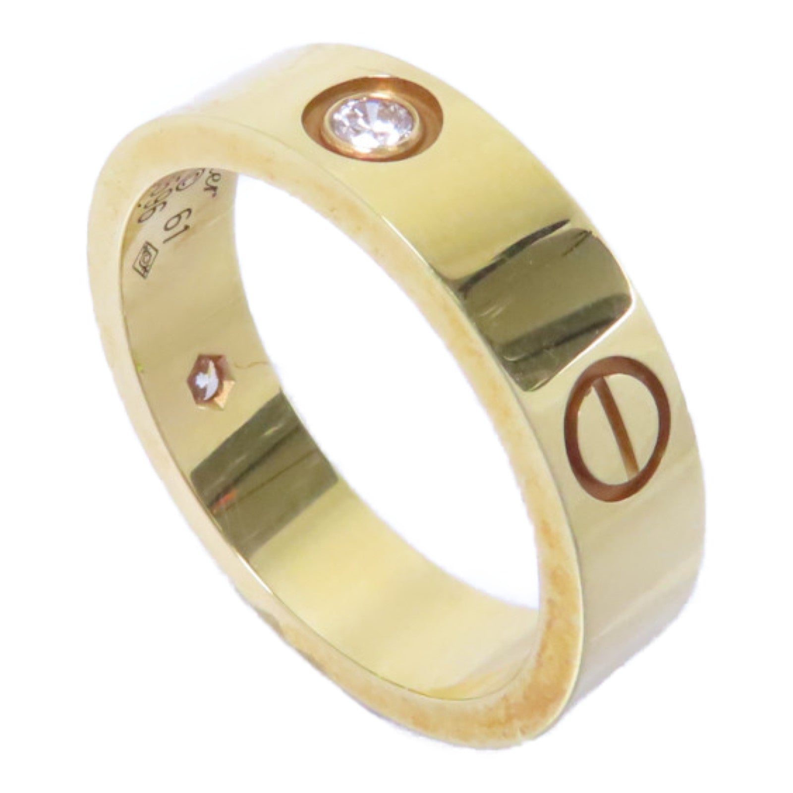 CARTIER 18K黄金Love Ring 3 Diamonds戒指Cartier#61/US#9.5